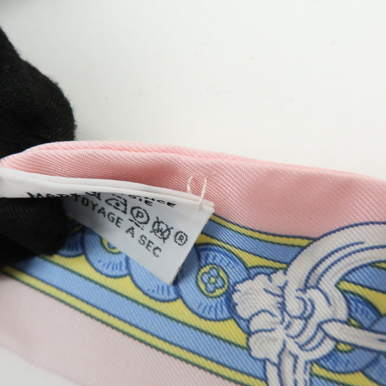 HERMES Silk 100% Twilly BRIDE DE COUR Pink Light Blue