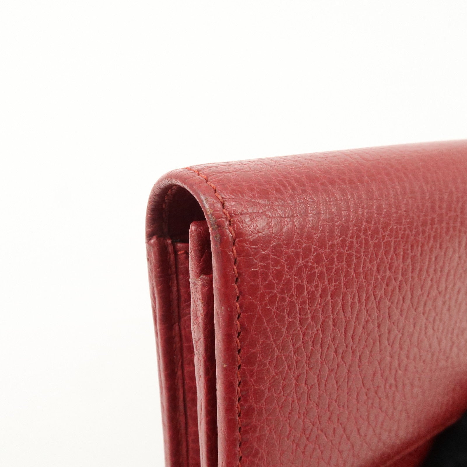 GUCCI GG Marmont Leather Continental Long Wallet Red 456116 Used