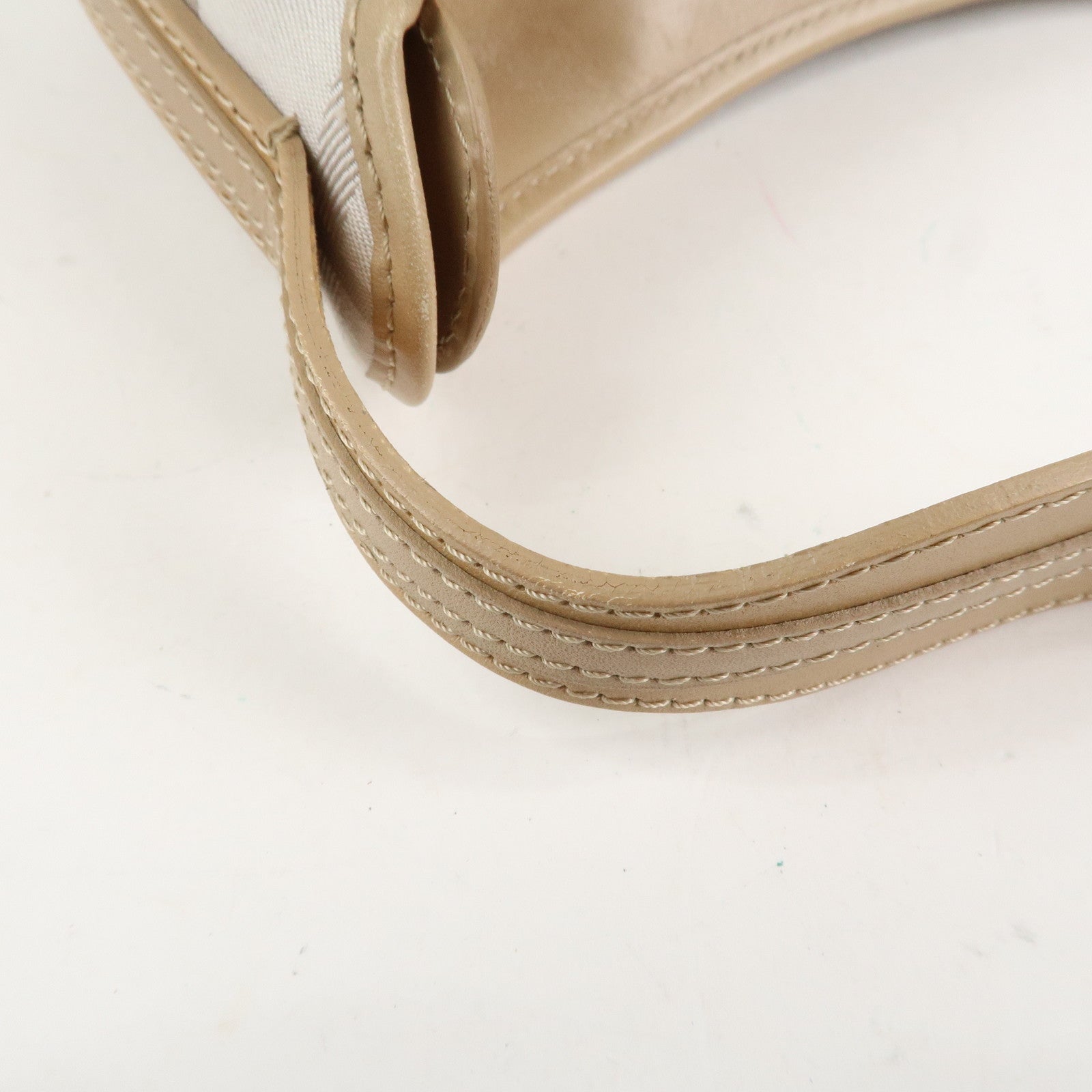 BURBERRY Canvas Leather Shoulder Bag Beige Gray Used