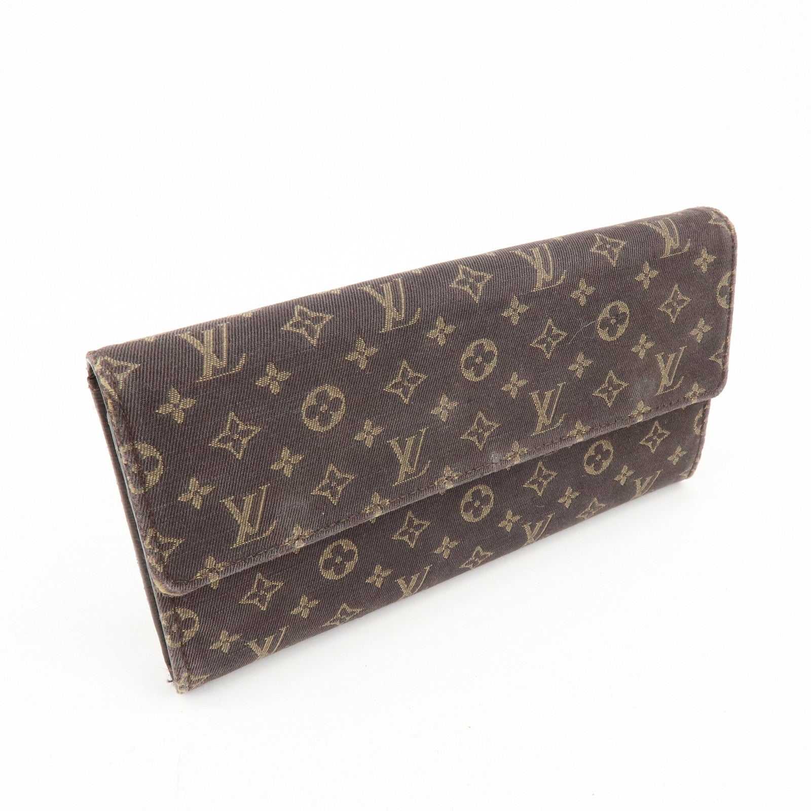 Louis Vuitton Monogram Mini Lin Canvas Long Wallet Brown M95234
