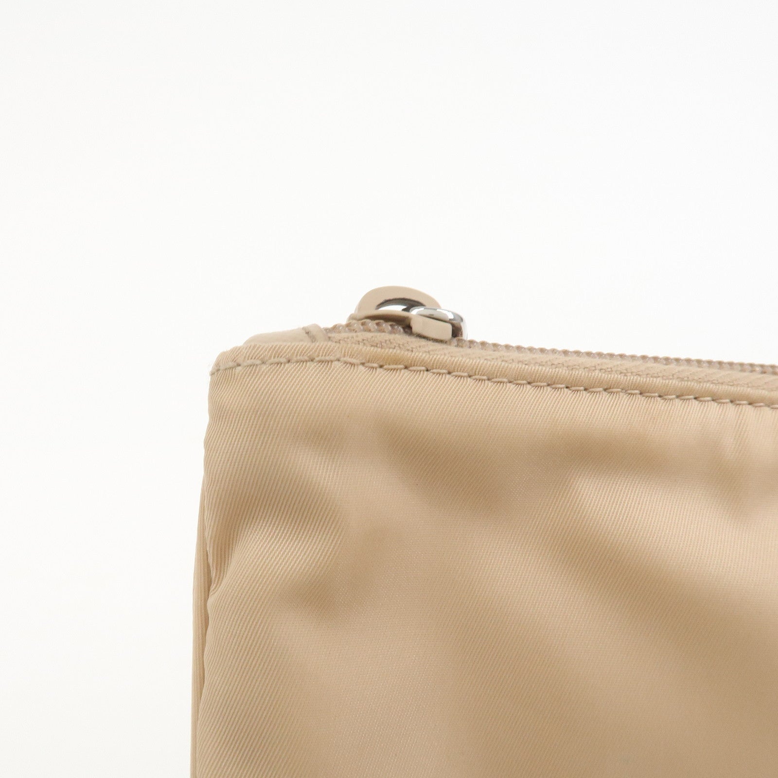 PRADA Triangle Logo TESSUTO Hand Bag Pouch Beige 1NH545