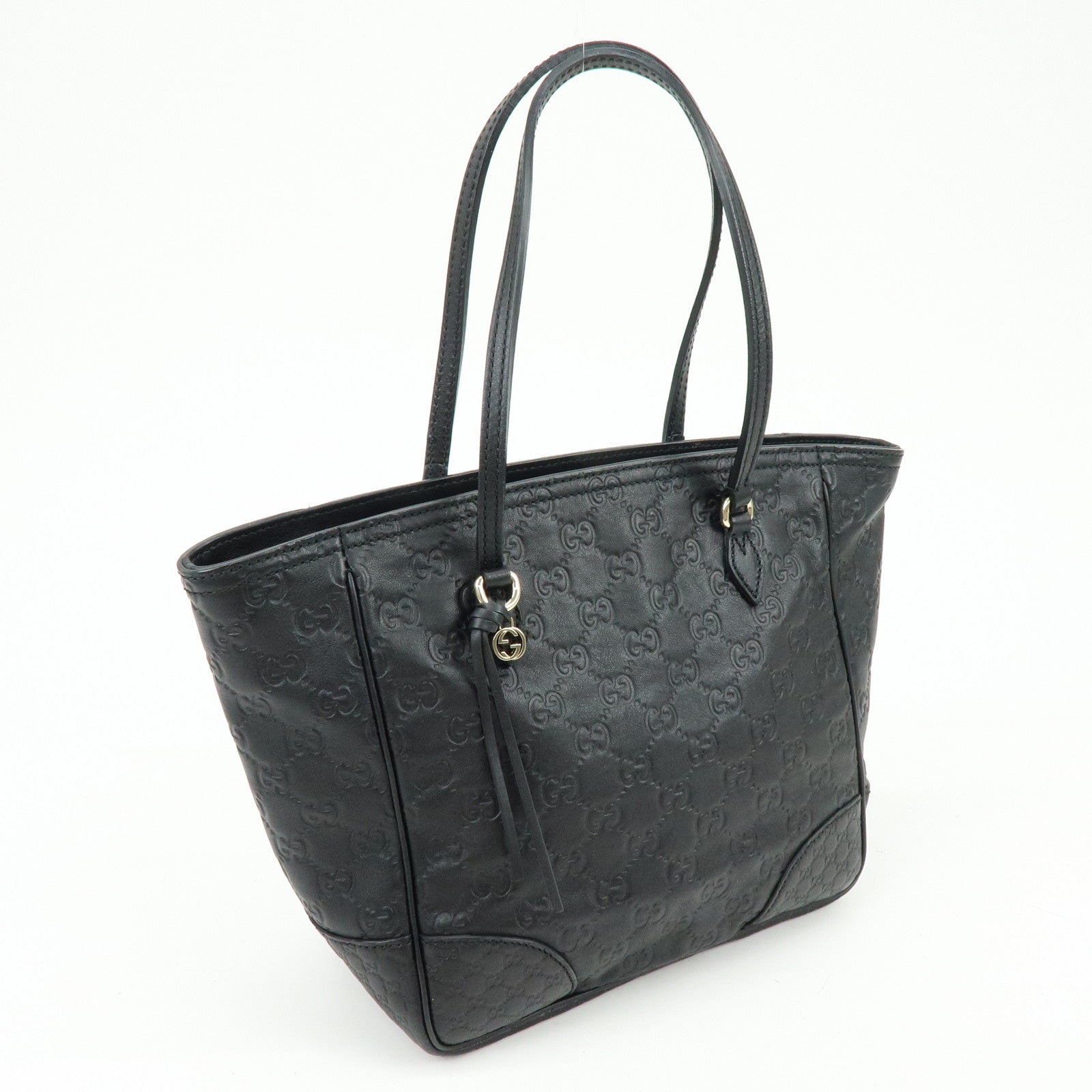 GUCCI Interlocking G Micro Guccissima Leather Hand Bag Black 353119