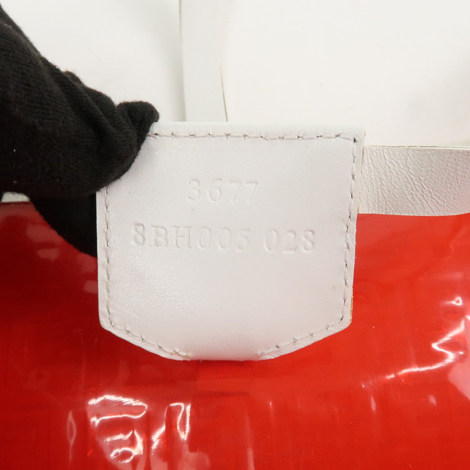 FENDI Zucchino Plastic Leather Tote Bag Shoulder Bag Orange 8BH005