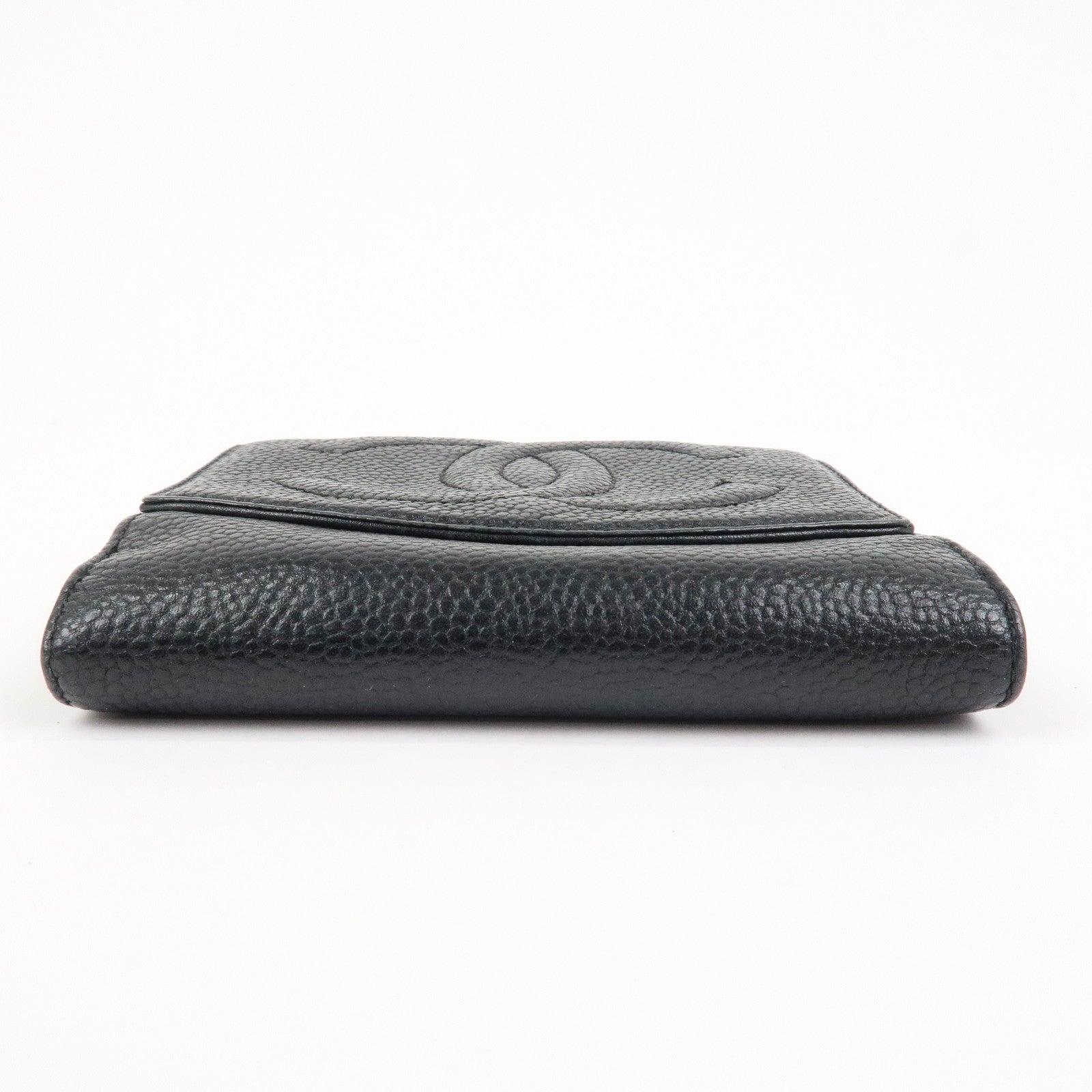 CHANEL COCO Mark W Hook Bi-fold Compact Wallet Black A01427