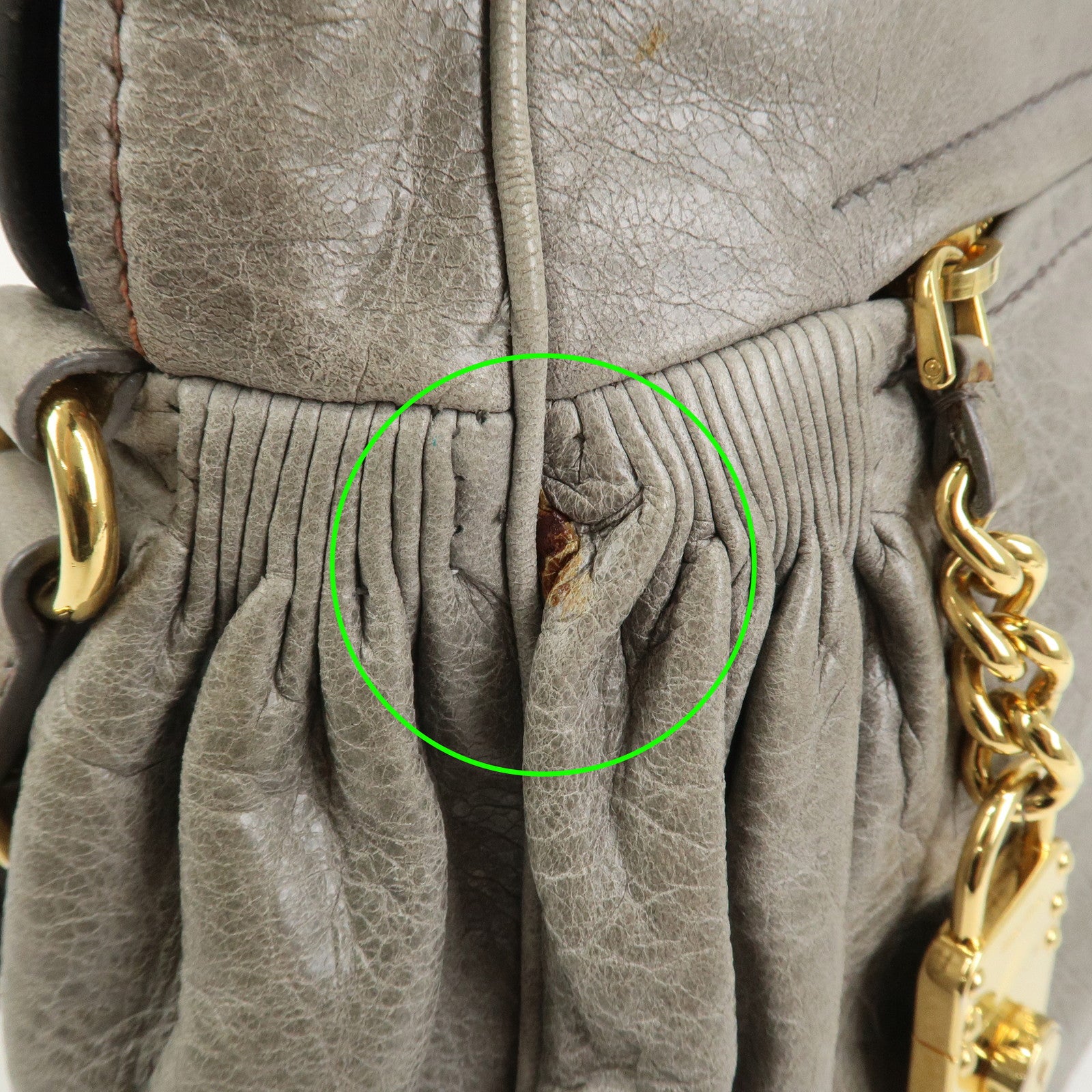 MIU MIU Logo Leather Hand Bag Shoulder Bag Gray