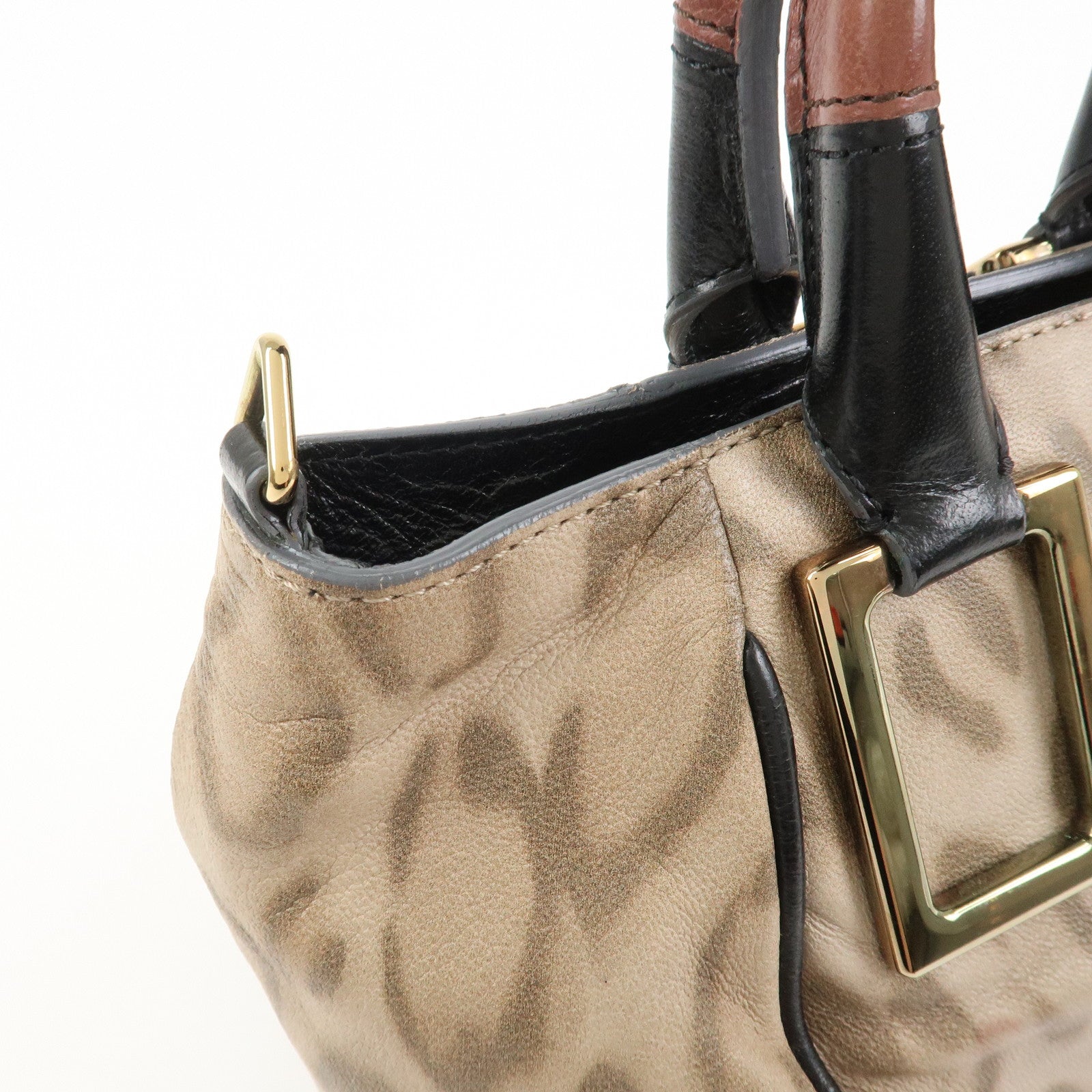 Chloe Logo Leather ETHEL 2Way Bag Hand Bag Shoulder Bag Leopard