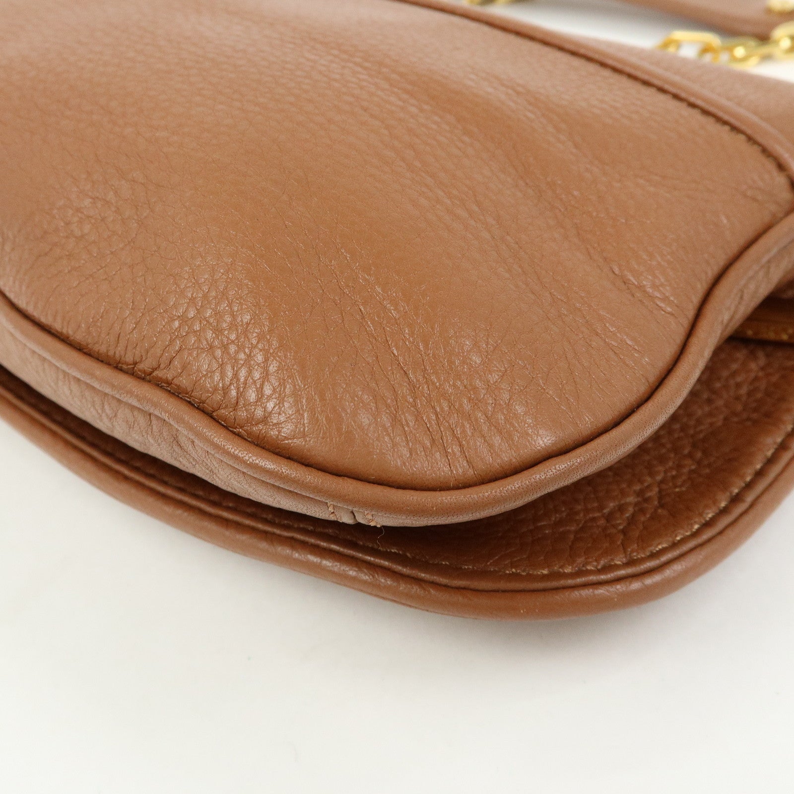 TORY BURCH Leather Flap Shoulder Bag Crossbody Bag Clutch Brown