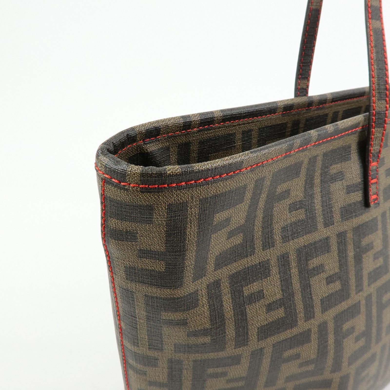 FENDI Zucca PVC Tote Bag Shoulder Bag Brown Black 8BH198
