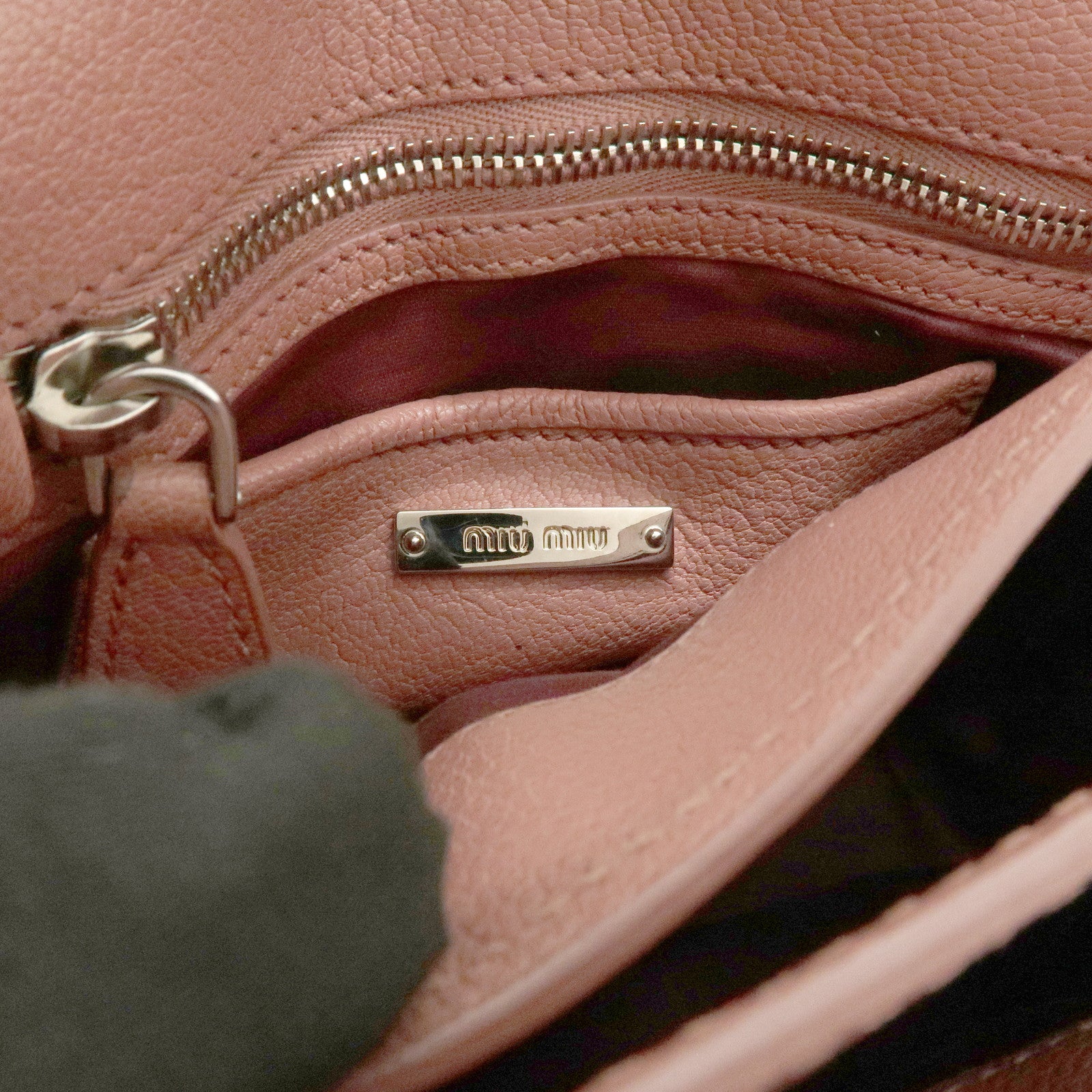 MIU MIU Madras Leather 2WAY Bag Hand Bag Shoulder Bag Pink RN1020