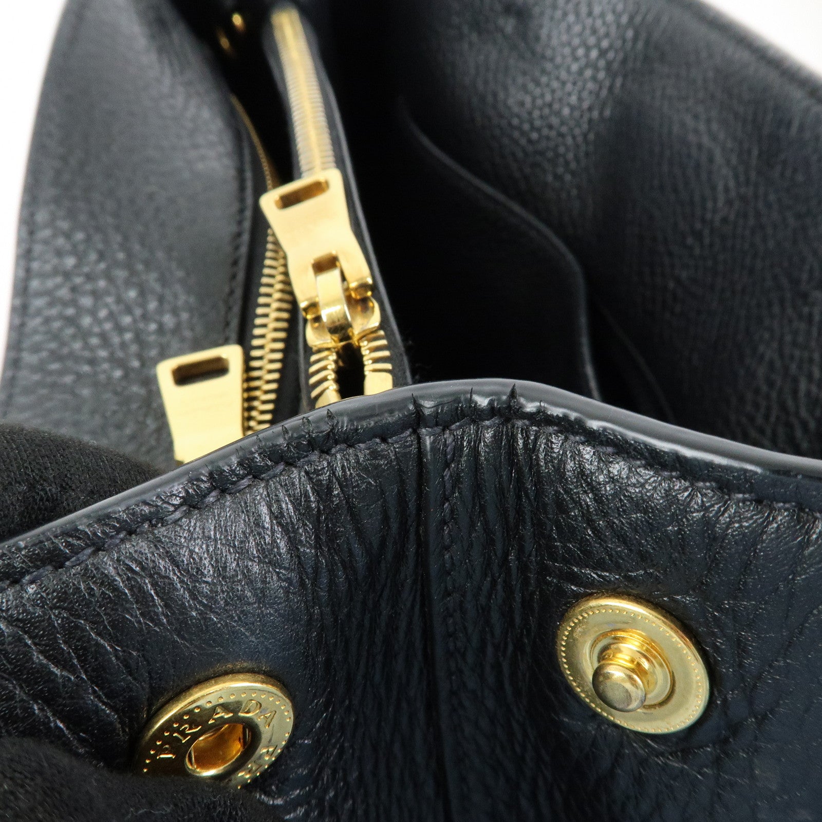 PRADA Logo Calf Leather Tote Bag Hand Bag Black