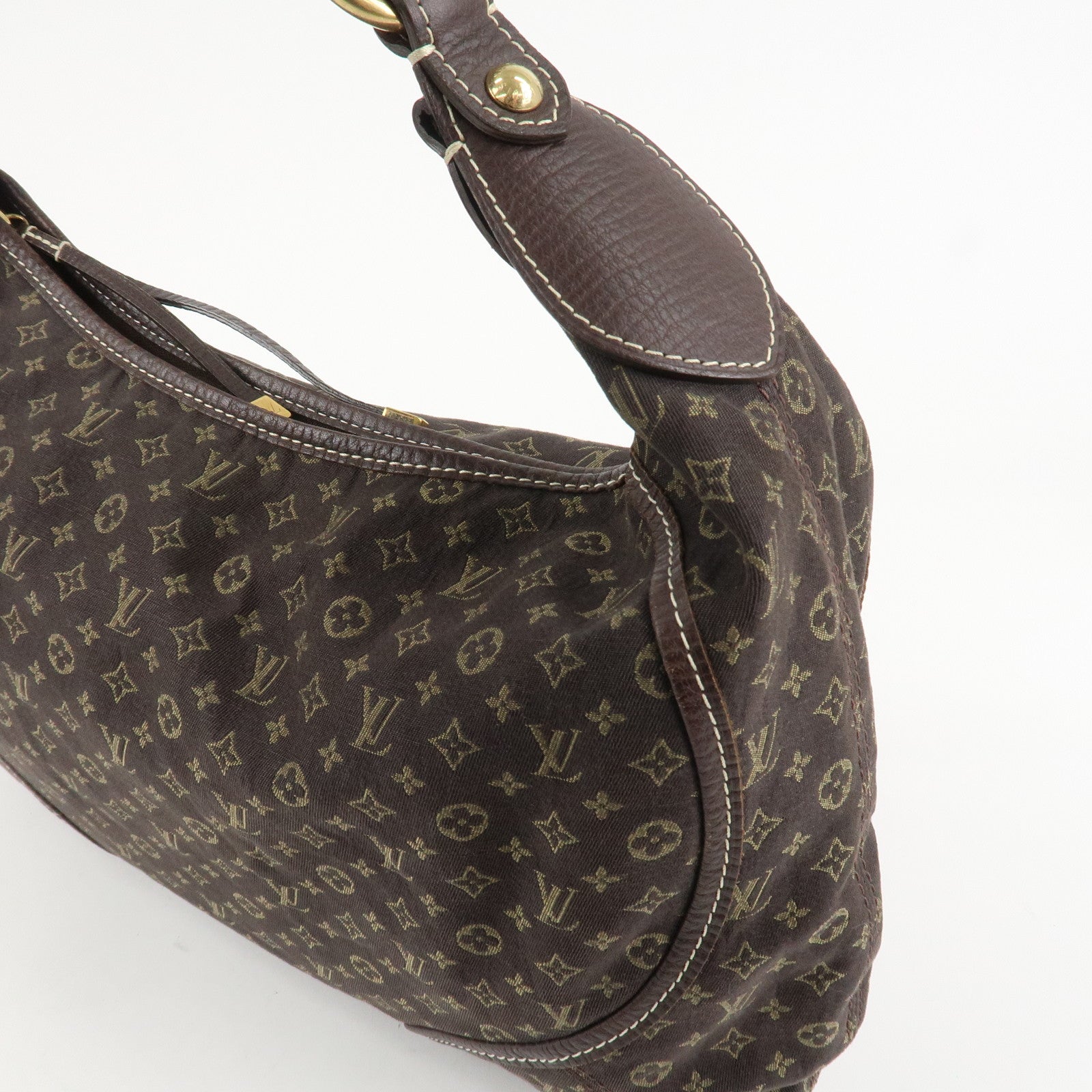 Louis Vuitton Monogram Mini Lin Manon MM Shoulder Bag Ebene M95619 Used