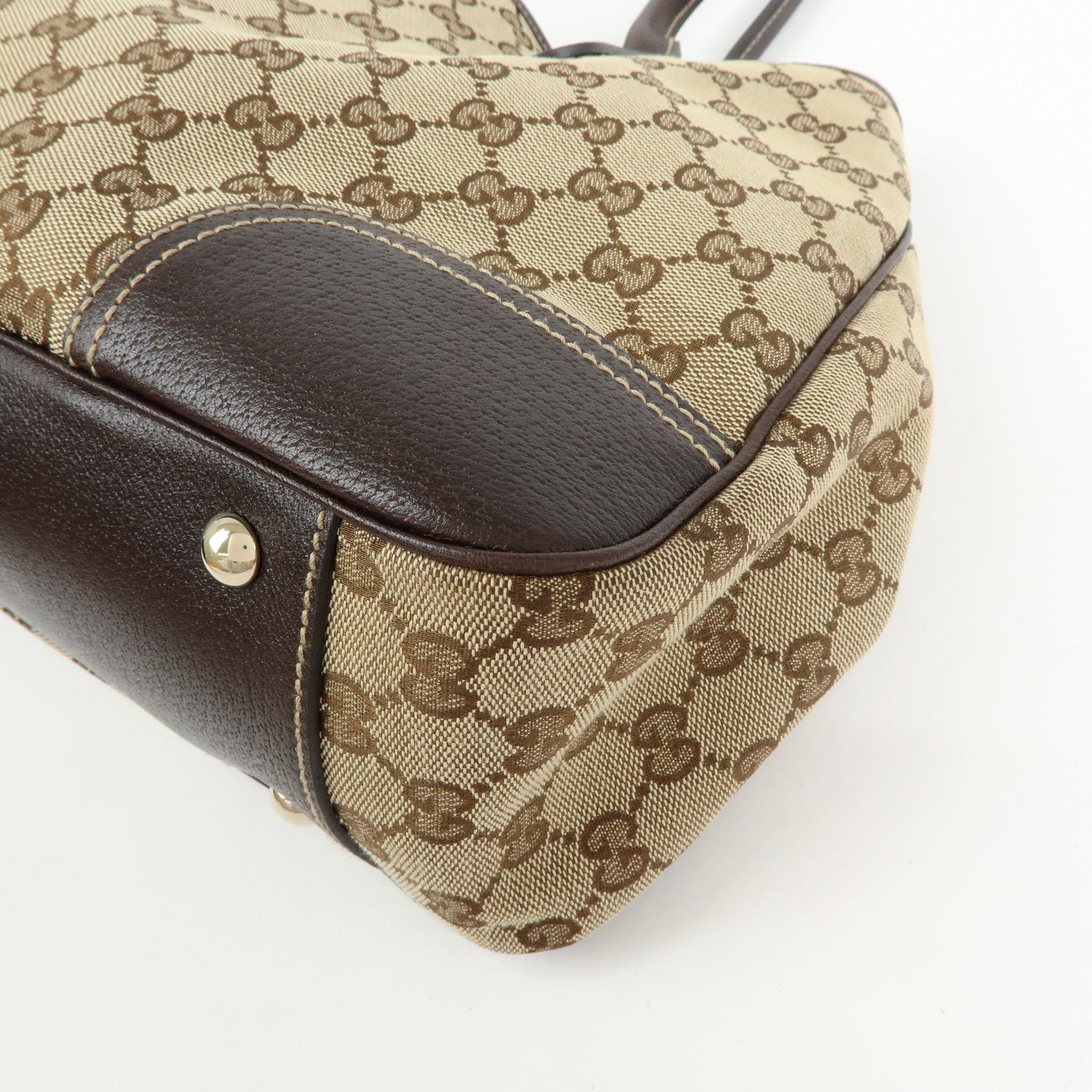 GUCCI Princy Sherry GG Canvas Leather Tote Bag Hand Bag 163805