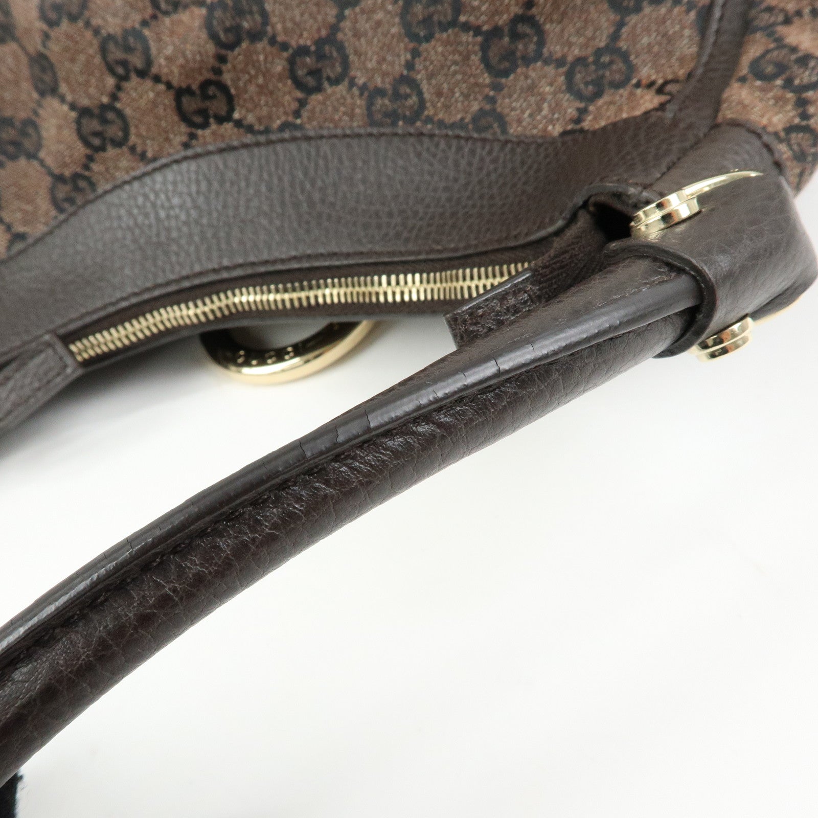 GUCCI Abbey GG Canvas Leather Shoulder Bag Hand Bag Brown 265692