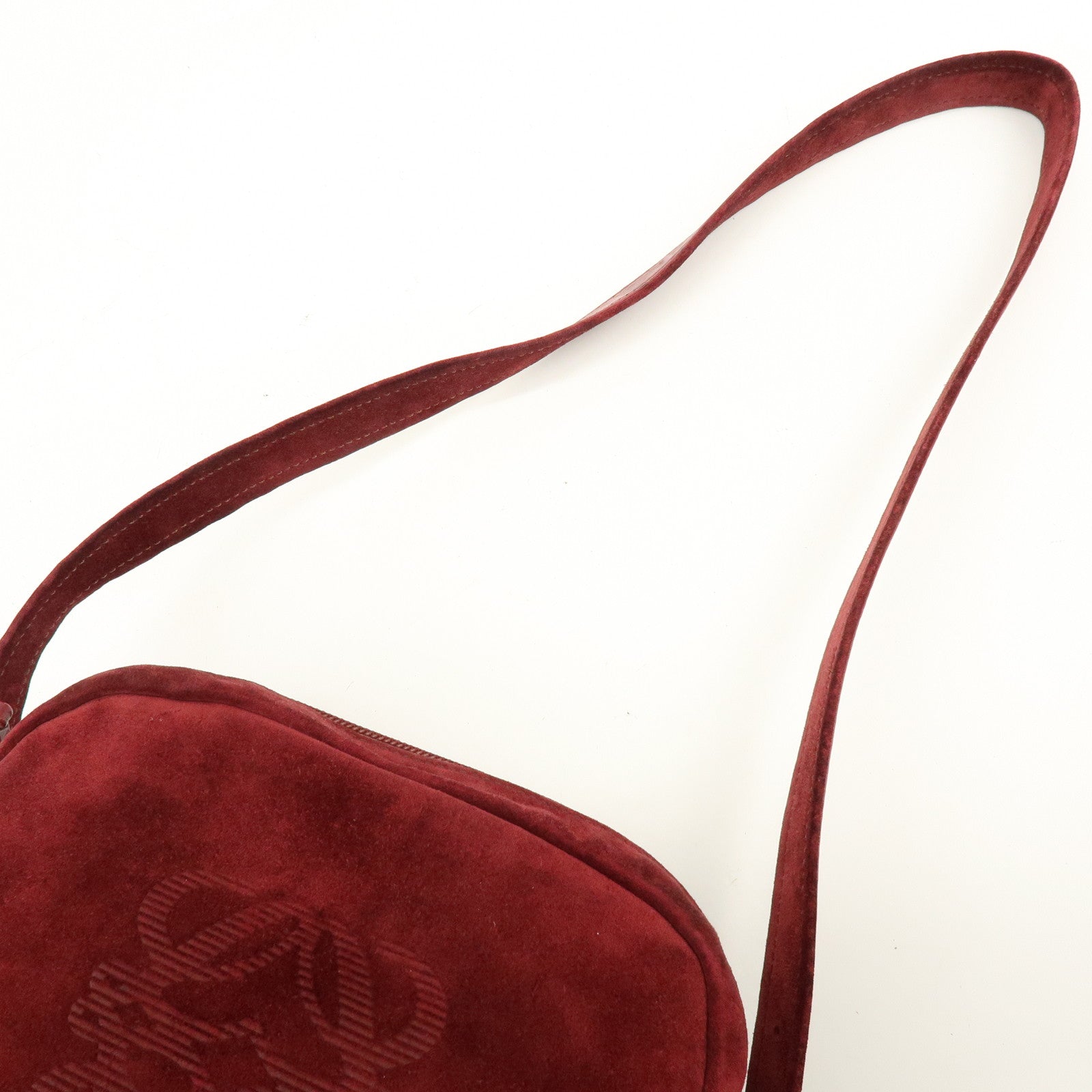 LOEWE Anagram Suede Shoulder Bag Crossbody Bag Bordeaux