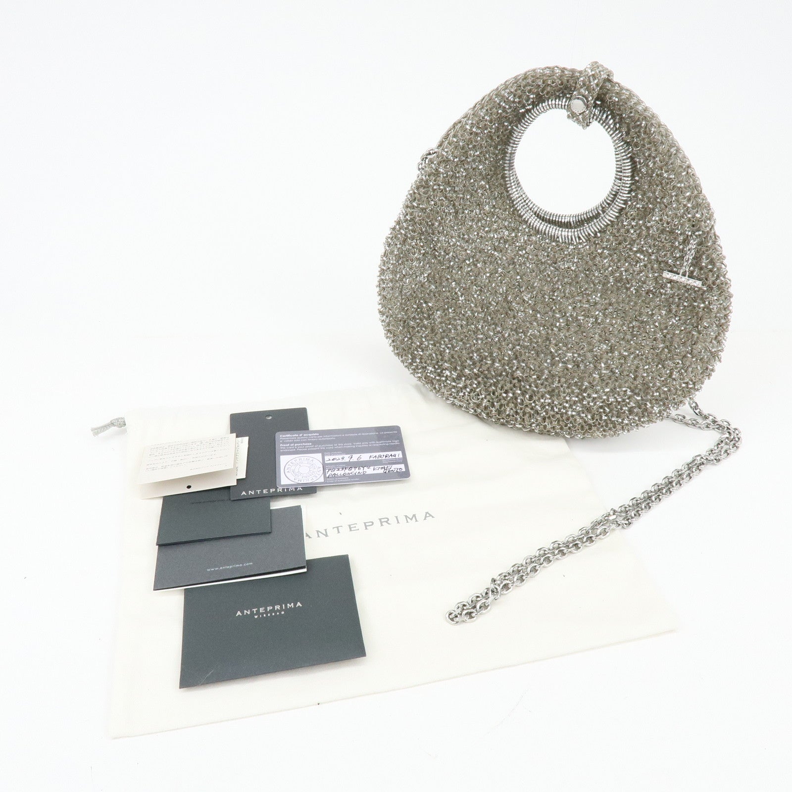 ANTEPRIMA PVC Wire Bag PVC 2Way Bag Hand Bag Shoulder Bag Silver