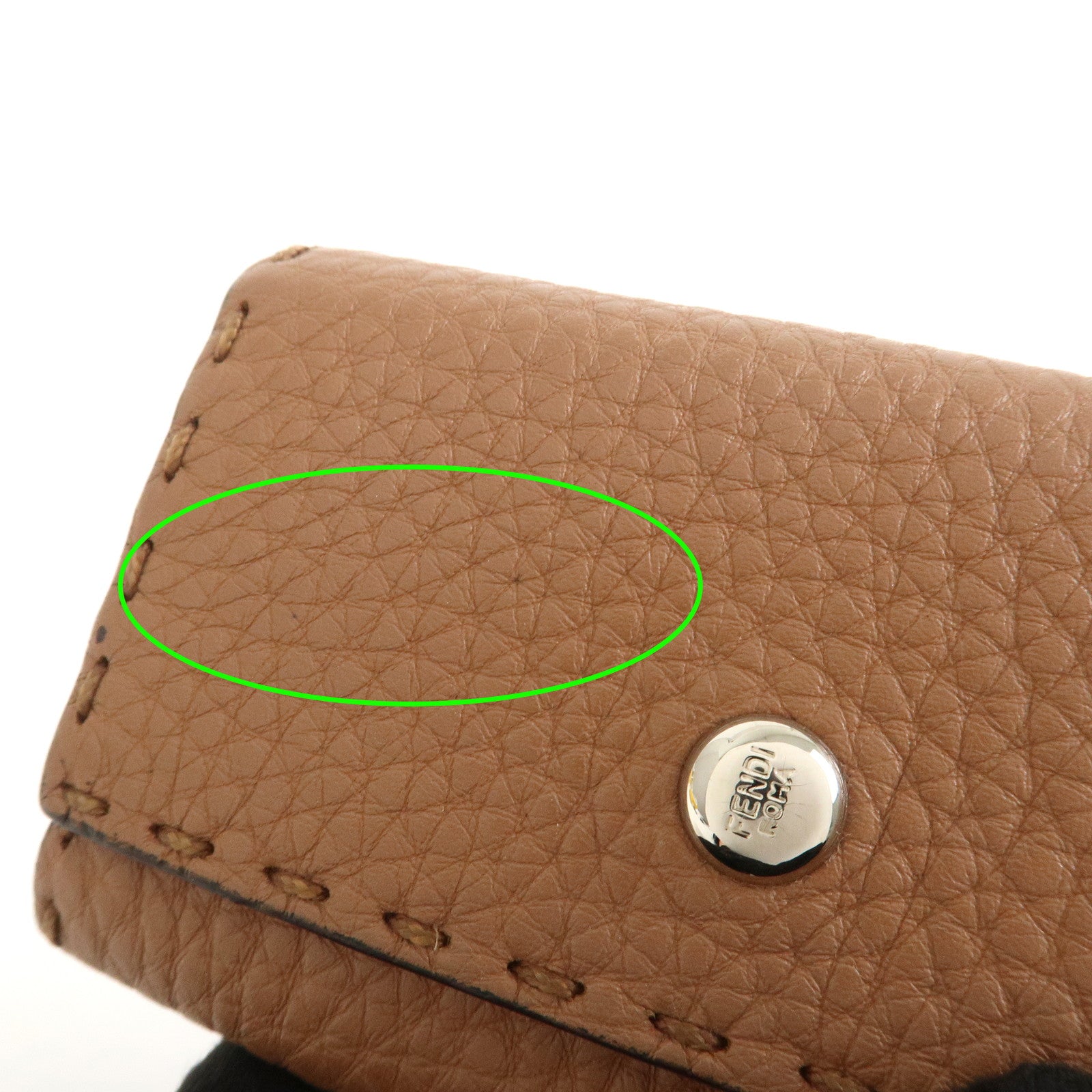FENDI Selleria Leather 6 Rings Key Case 8AP079 Brown