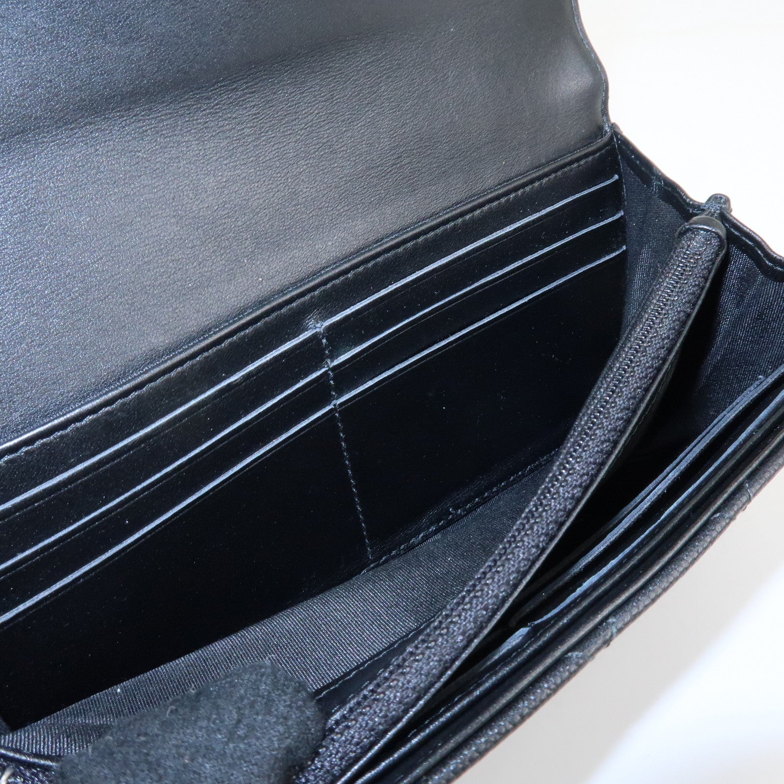 CHANEL Matelasse Caviar Skin CC Filigree Long Wallet Black A84448 Used