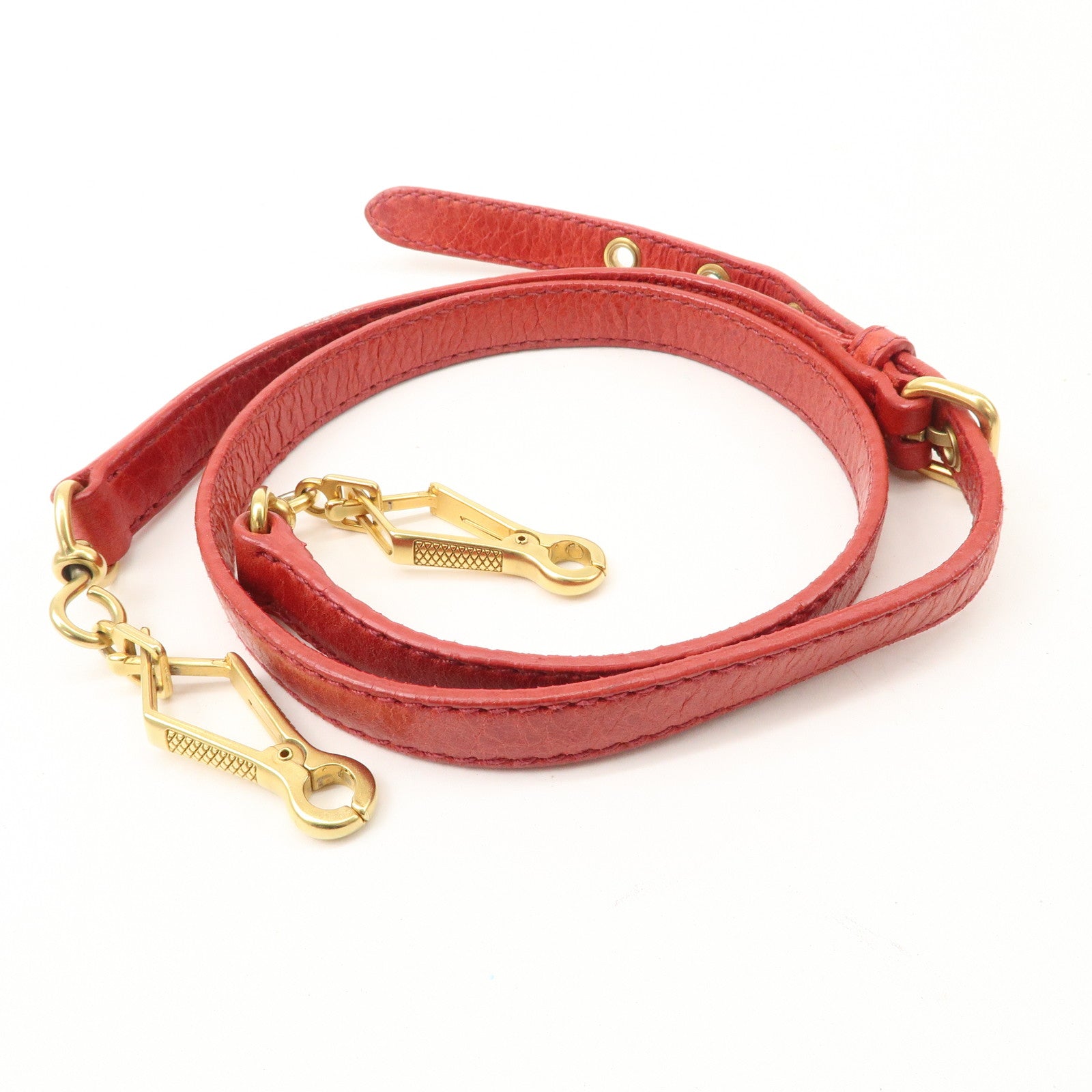 MIU MIU Leather 2WAY Bag Hand Bag Shoulder Bag Red Gold HDW Used