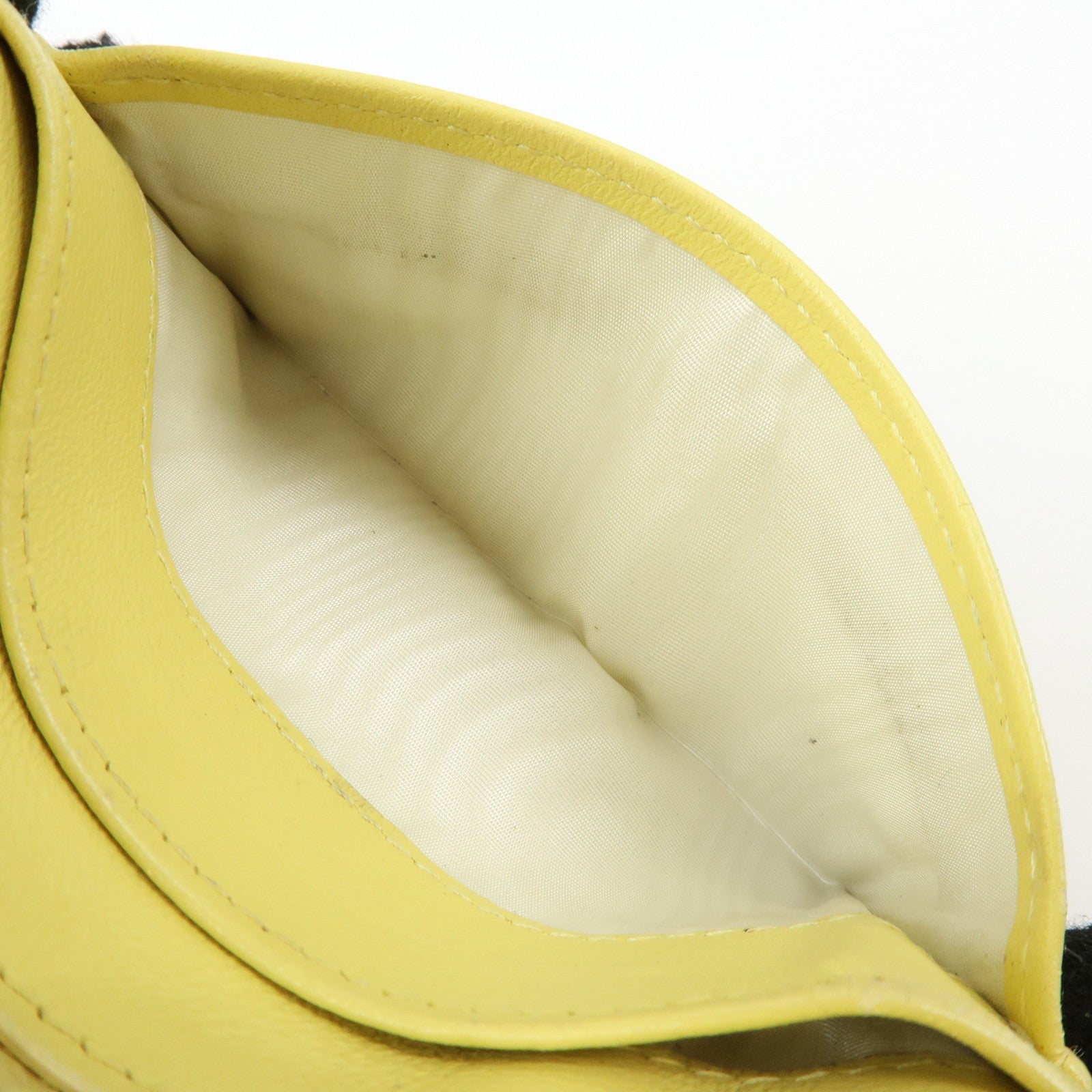 CHANEL Matelasse COCO Mark Lamb Skin Card Case Card Holder Yellow