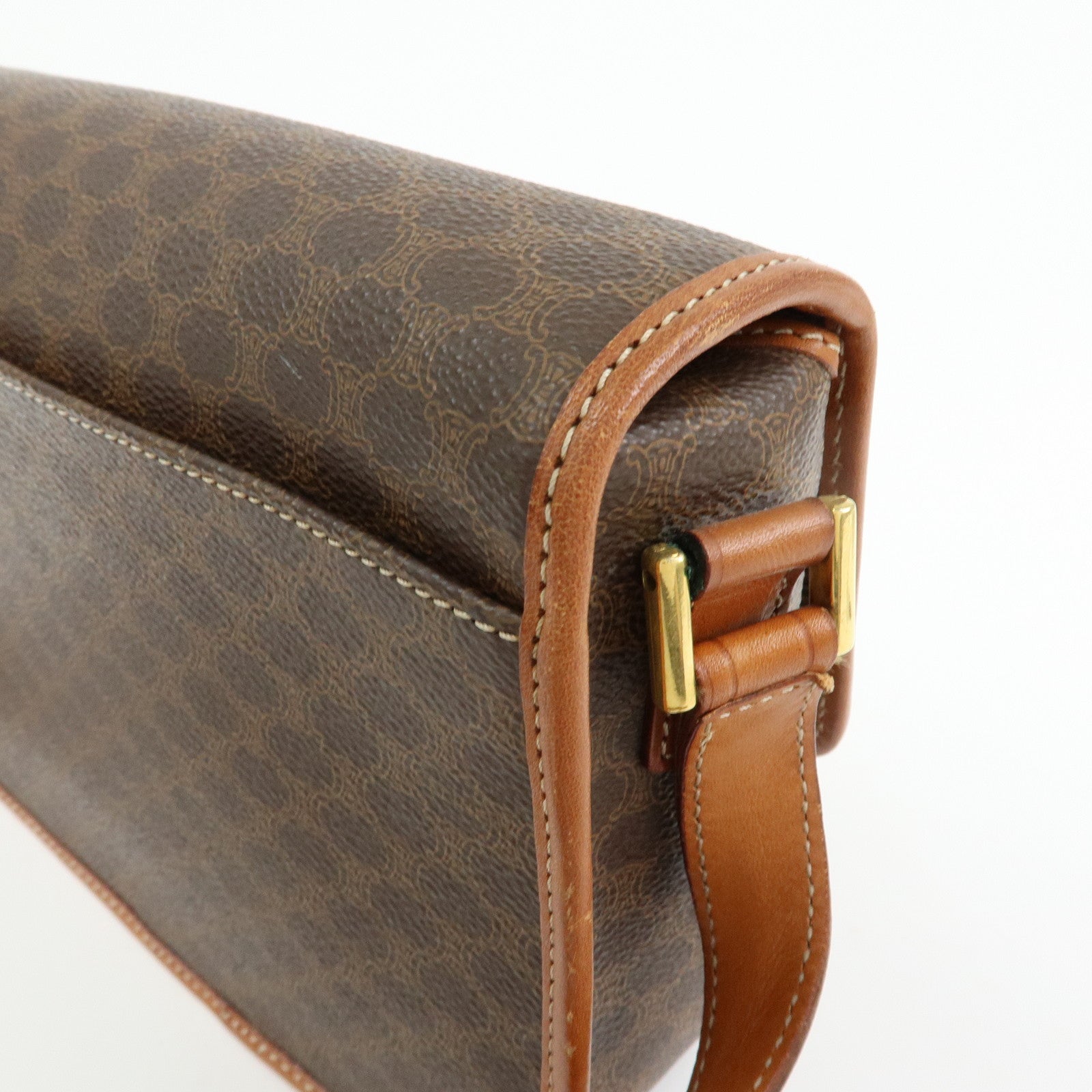 CELINE Trio PVC Leather Shoulder Bag Crossbody Bag Brown