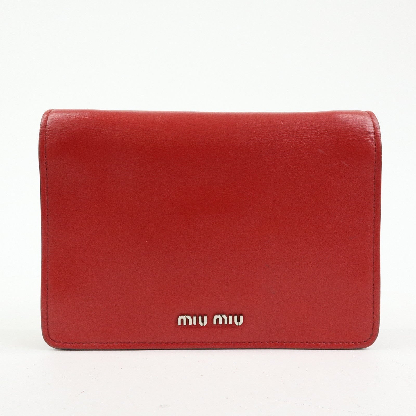 MIU MIU Leather Star Chain Shoulder Bag Crossbody Bag Red