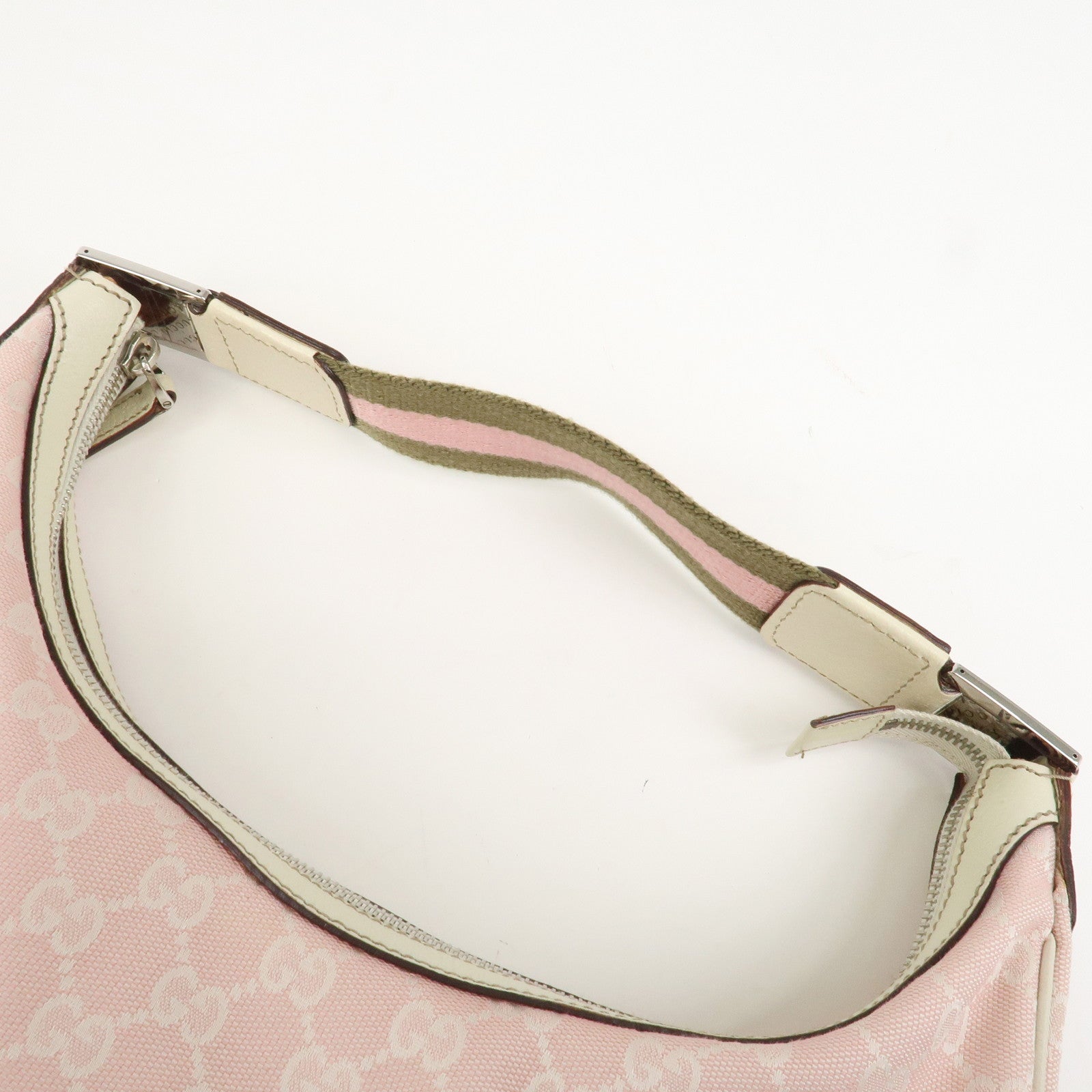 GUCCI Sherry Line GG Canvas Leather Shoulder Bag Pink 145757