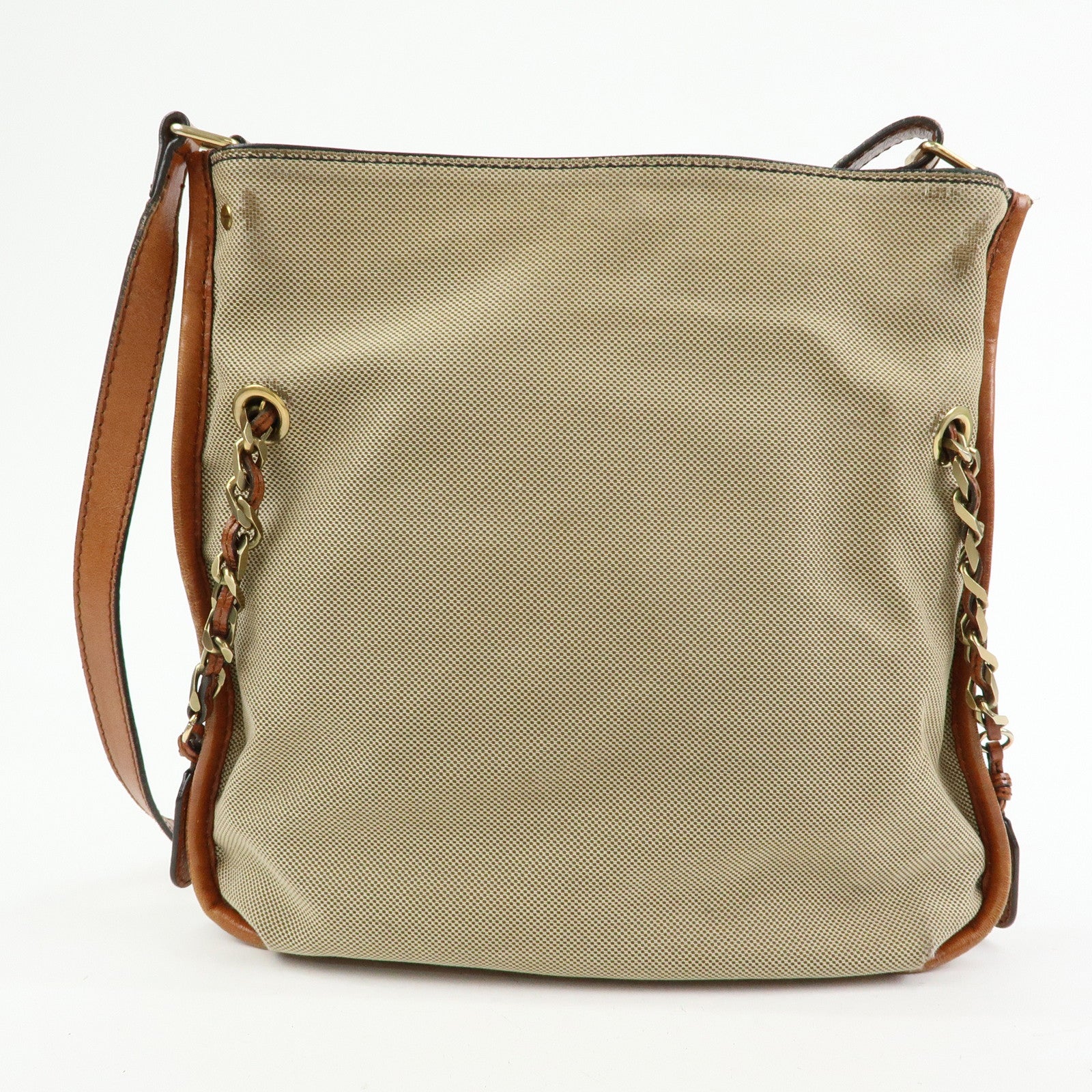 Chloe Harley Canvas Leather Shoulder Bag Crossbody Bag Beige Brown