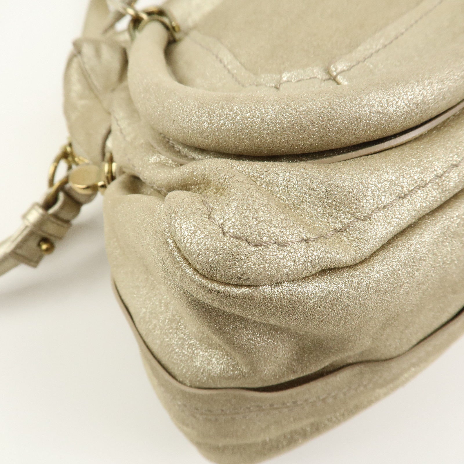 Chloe Paraty Leather 2Way Bag Hand Bag Shoulder Bag Gold 041056-09