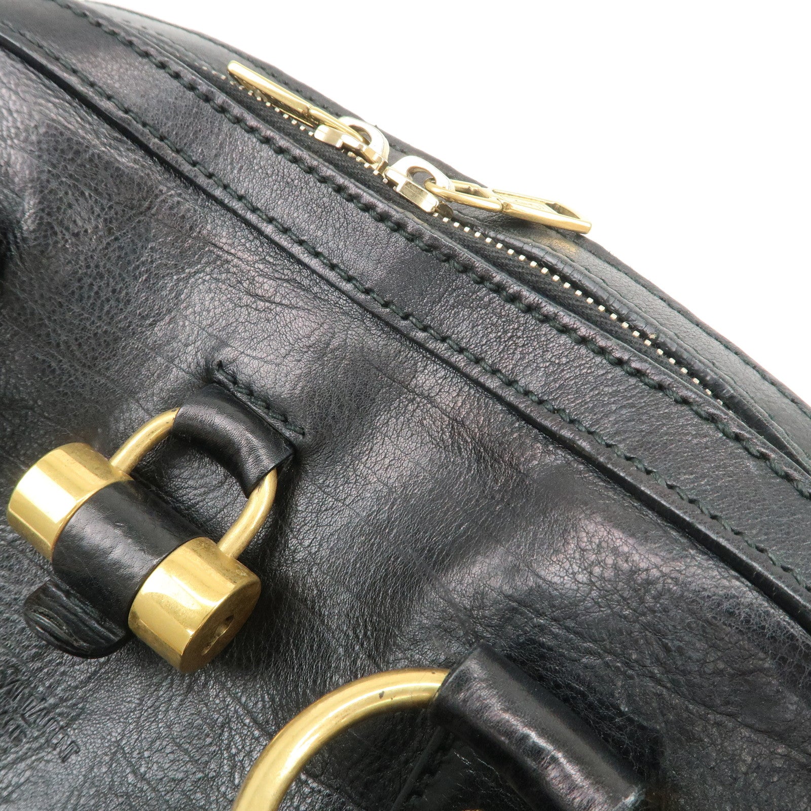 SAINT LAURENT PARIS Logo Leather Shoulder Bag Hand Bag Black 156464