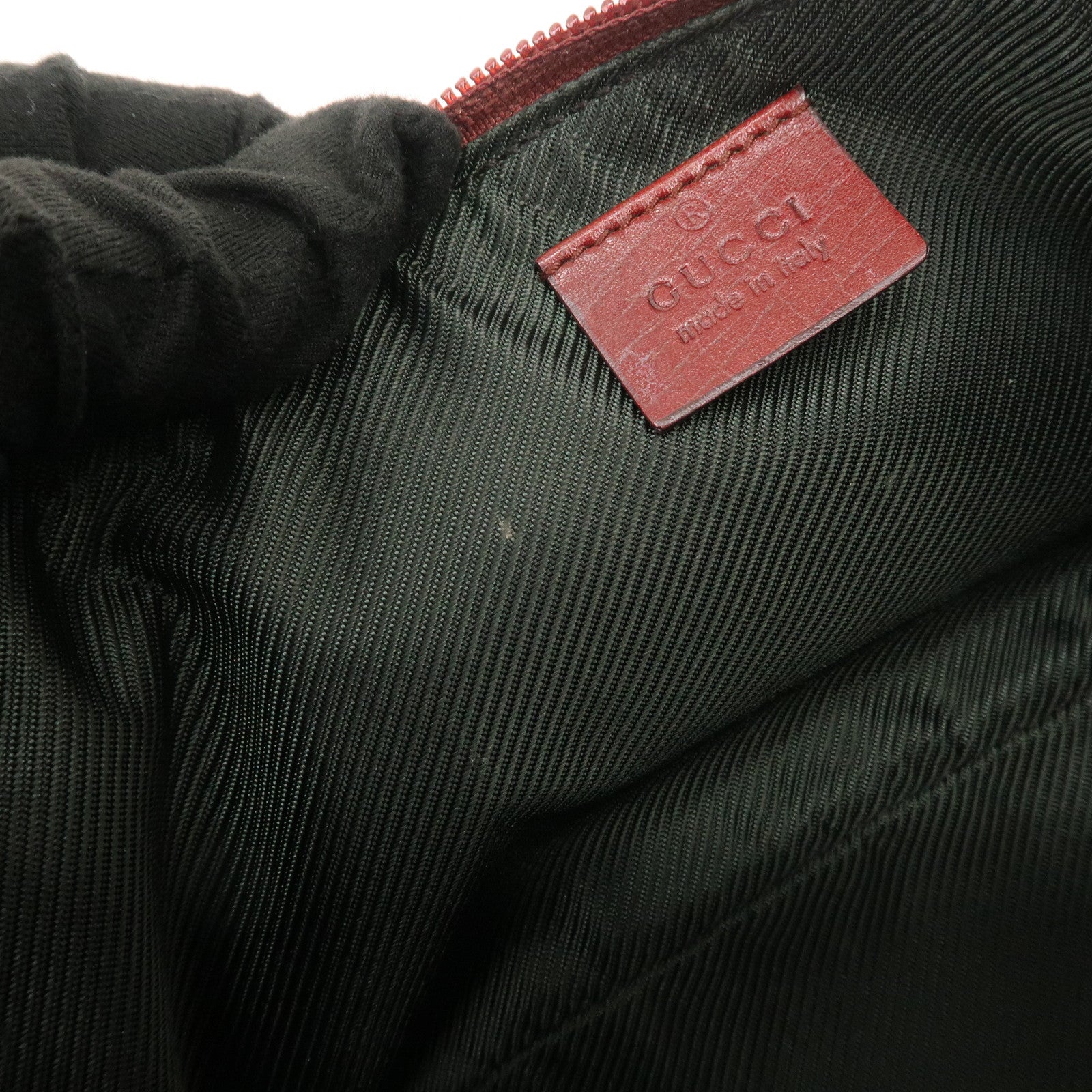 GUCCI Boat Bag GG Canvas Leather Accessory Poach Hand Bag Red 07198