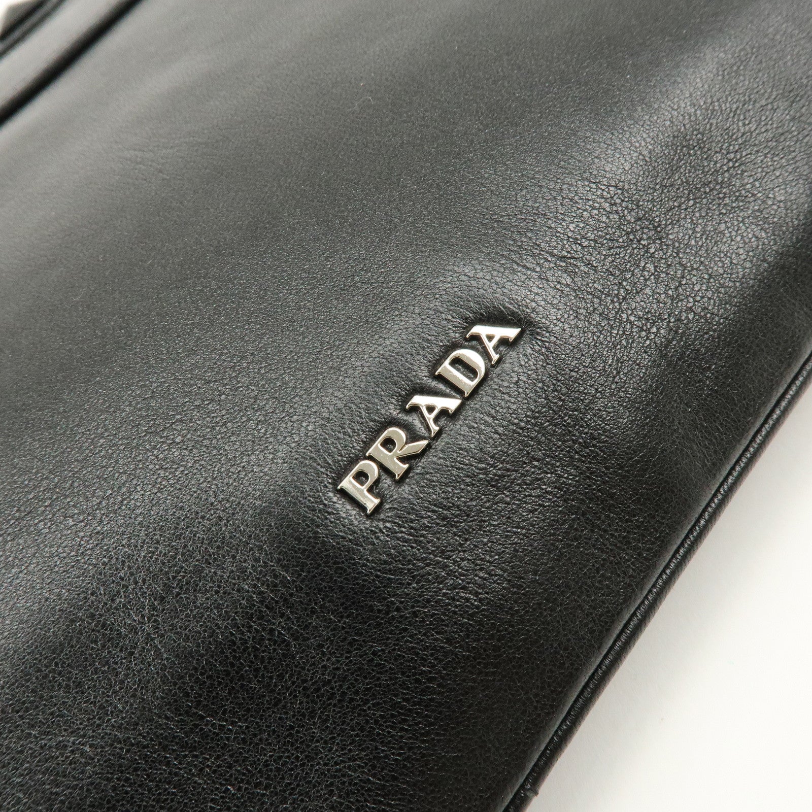 PRADA Canvas Leather Fringe Bijoux Clutch Bag Pouch Black
