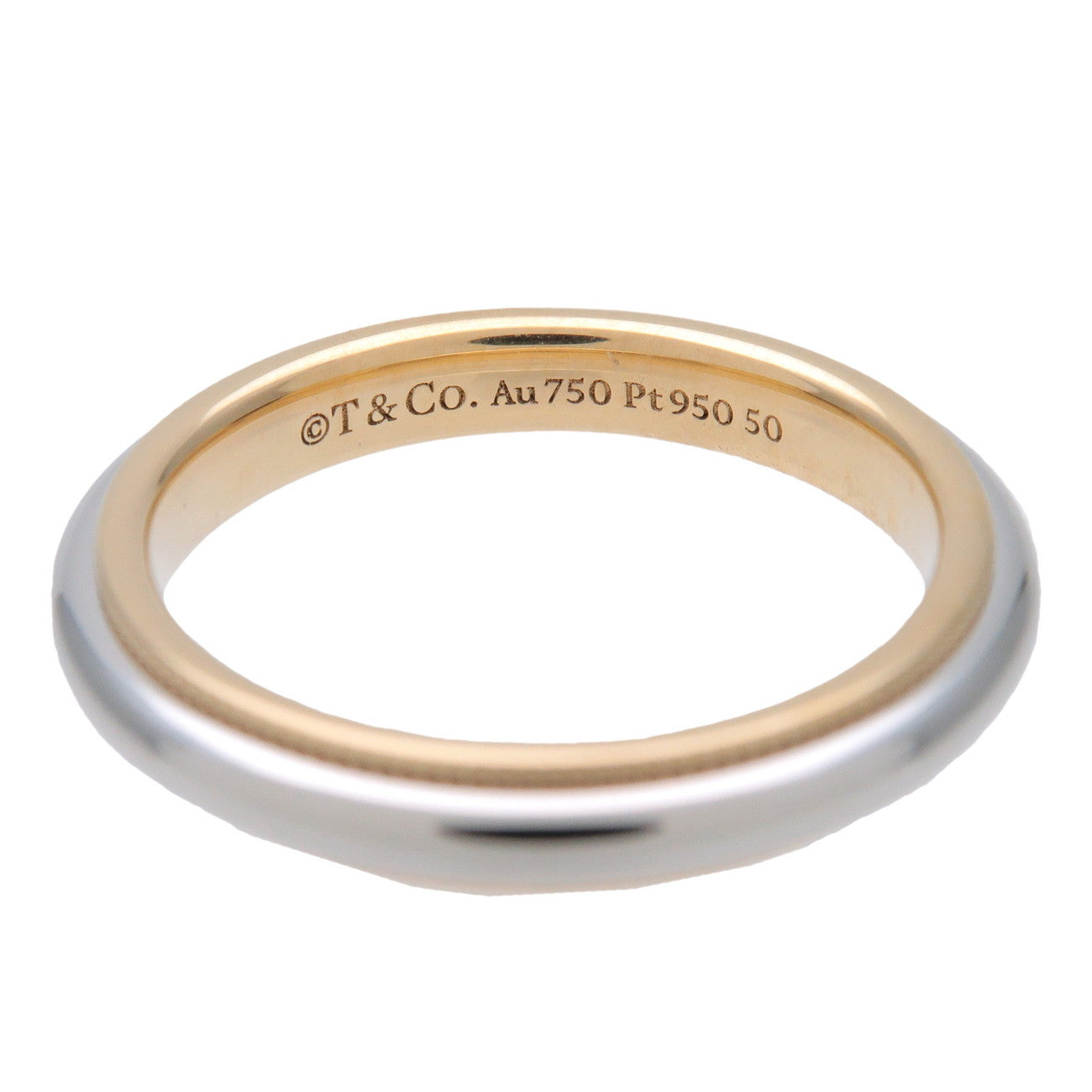 Tiffany & Co Milgrain Band Ring PT950 K18 750YG US4.5 HK9 EU48