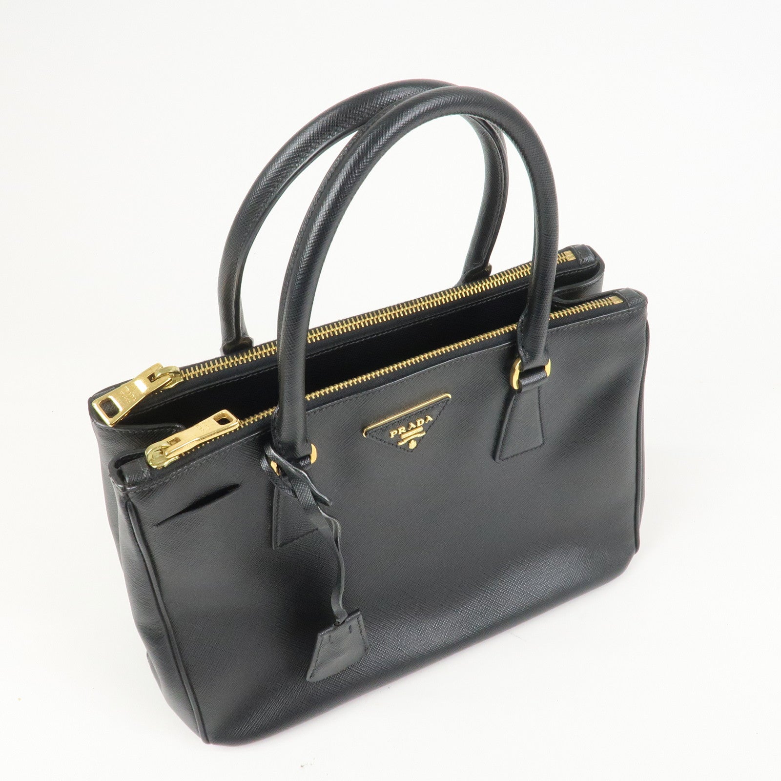PRADA Triangle Logo Saffiano Leather 2Way Shoulder Bag Black BN2863