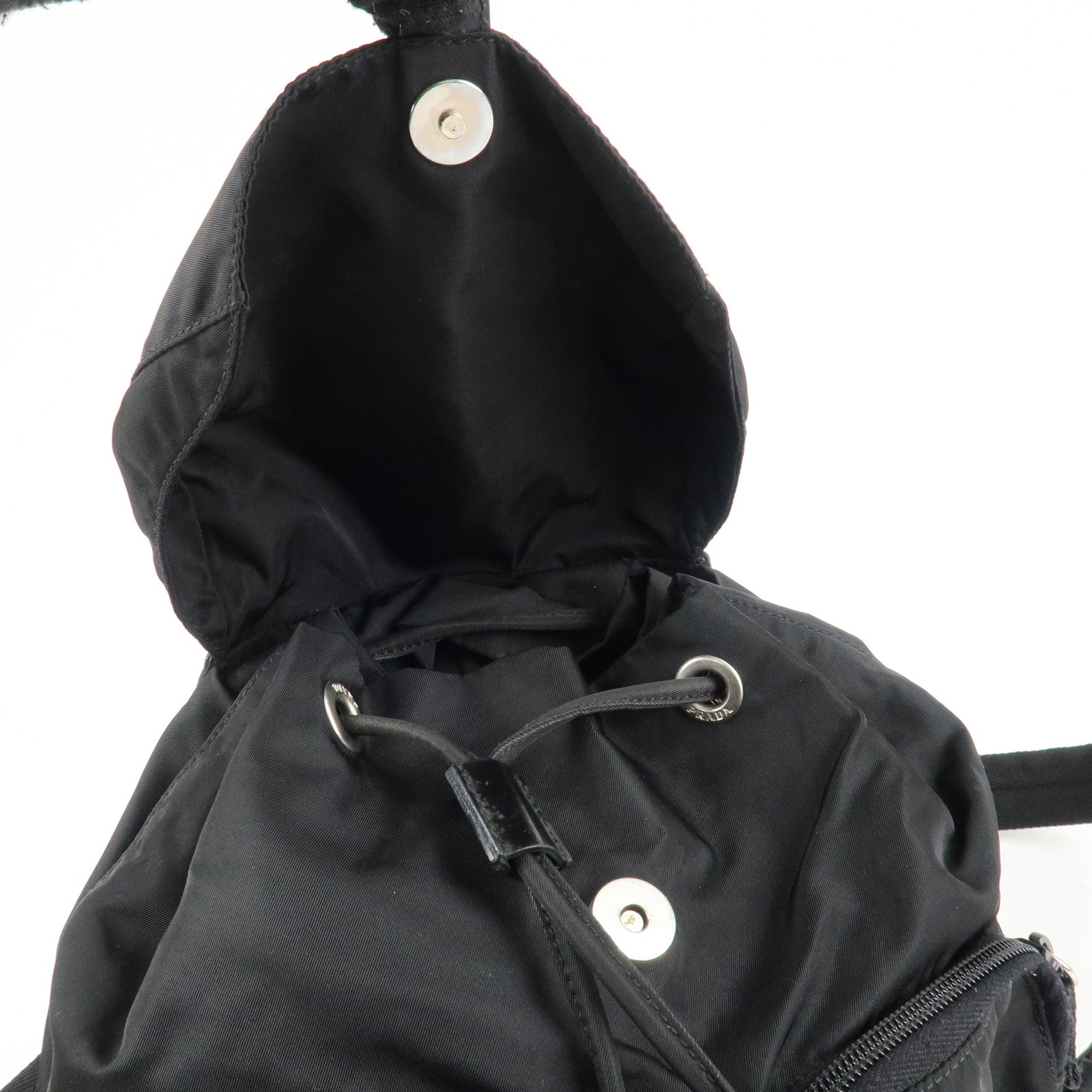 PRADA Triangle Logo Nylon Leather Backpack Ruck Sack Black 1BZ005 Used