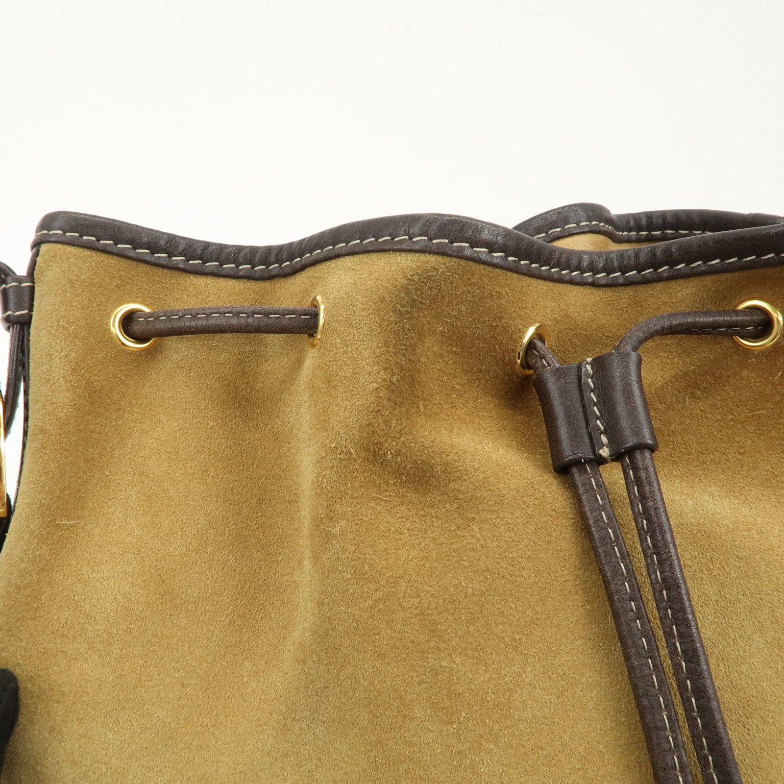 LOEWE Anagram Logo Suede Leather Shoulder Bag Brown
