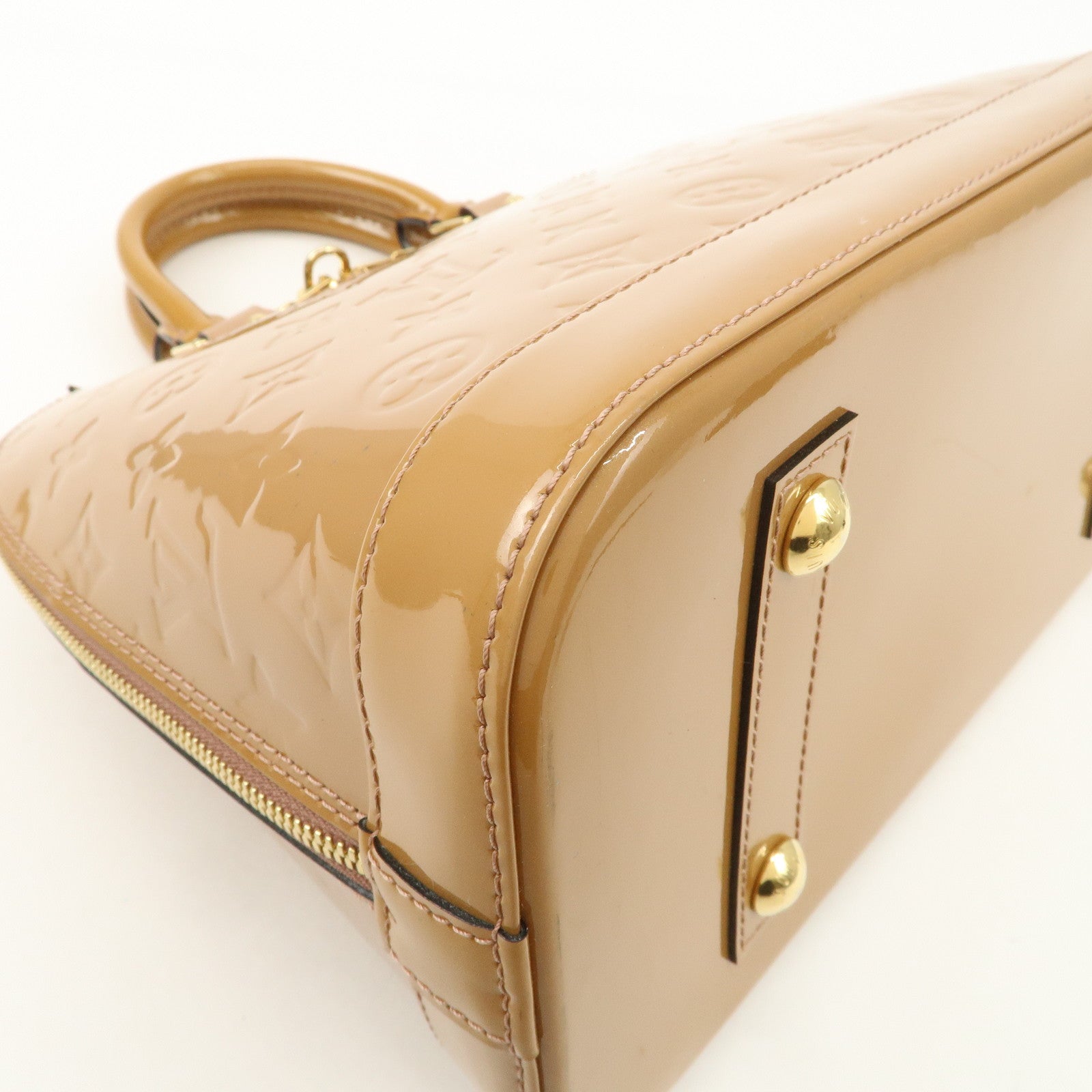 Louis Vuitton Monogram Vernis Alma PM Hand Bag Rose Velours M91583