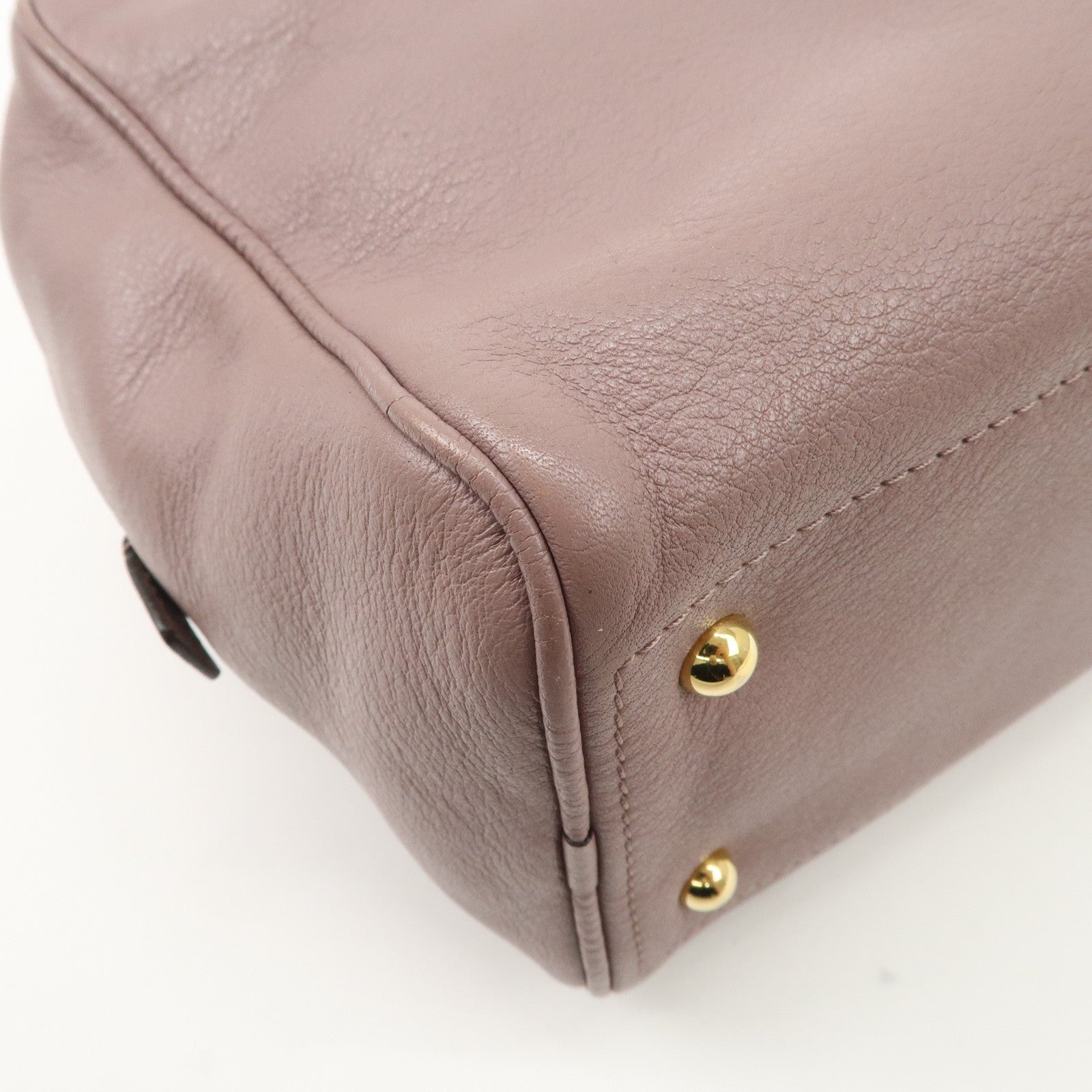 LOEWE Heritage Leather Mini Boston Bag Hand Bag Lavender Used