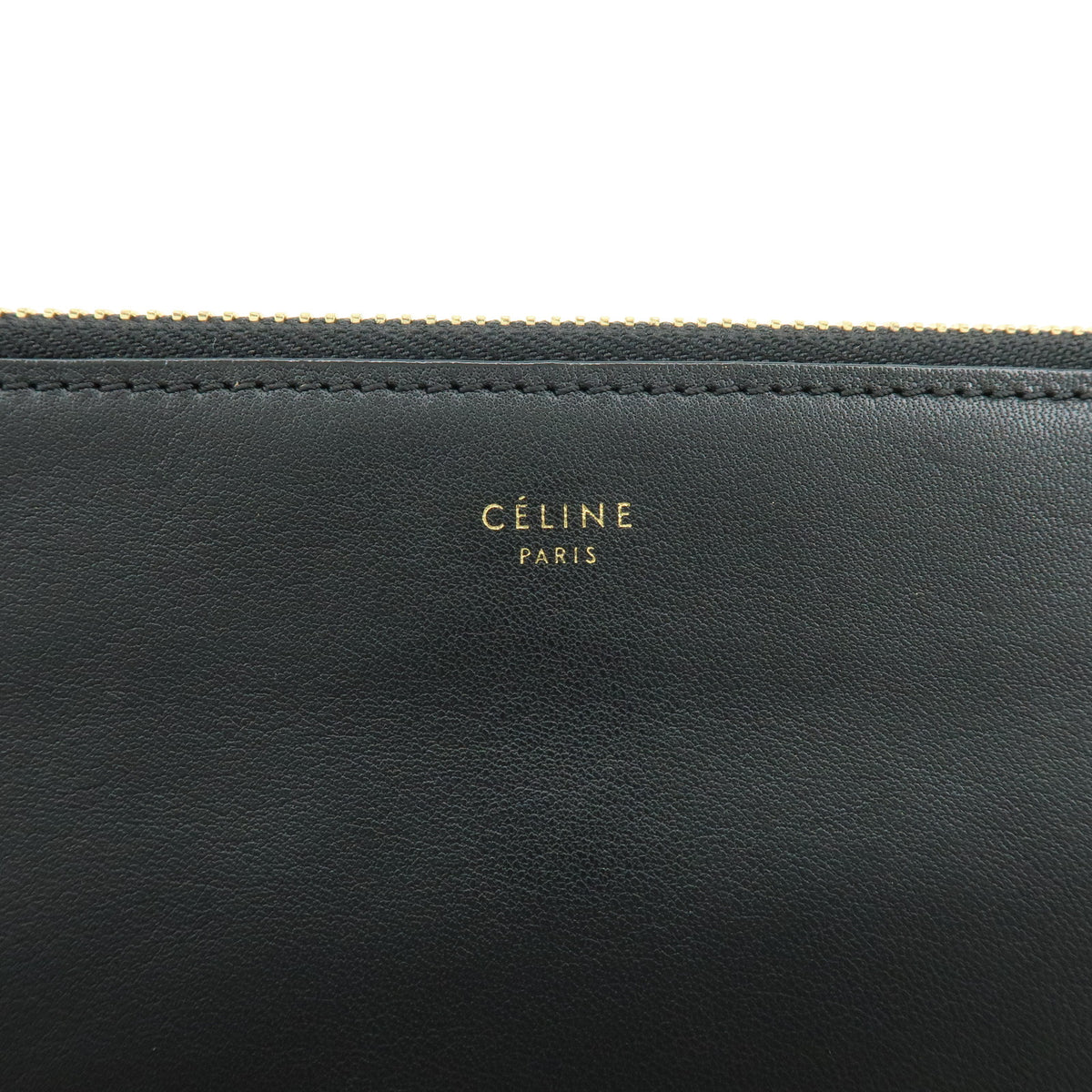 CELINE Trio Leather Shoulder Bag Crossbody Bag Black