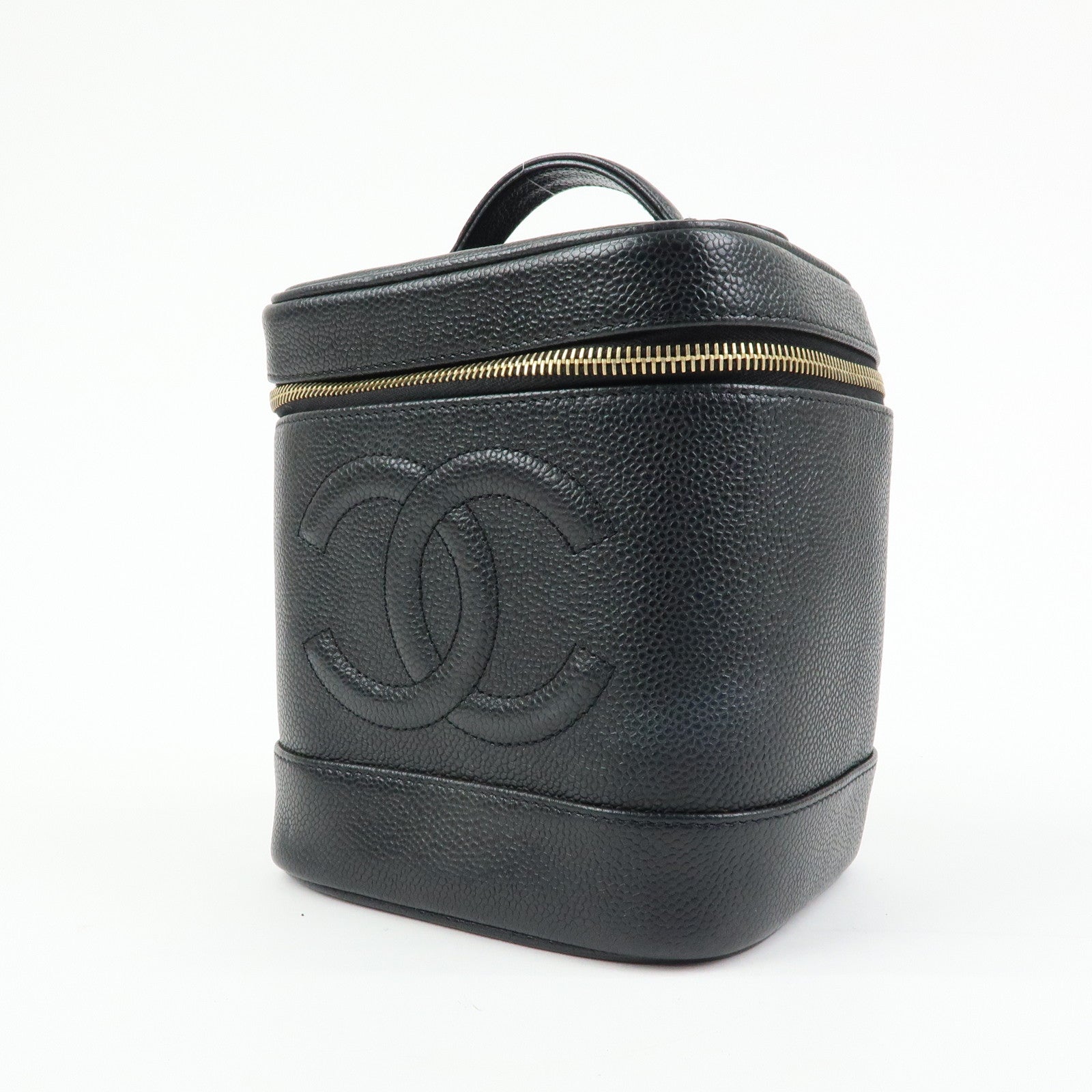 CHANEL COCO Mark Caviarskin Vanity Bag Hand Bag Black A01998