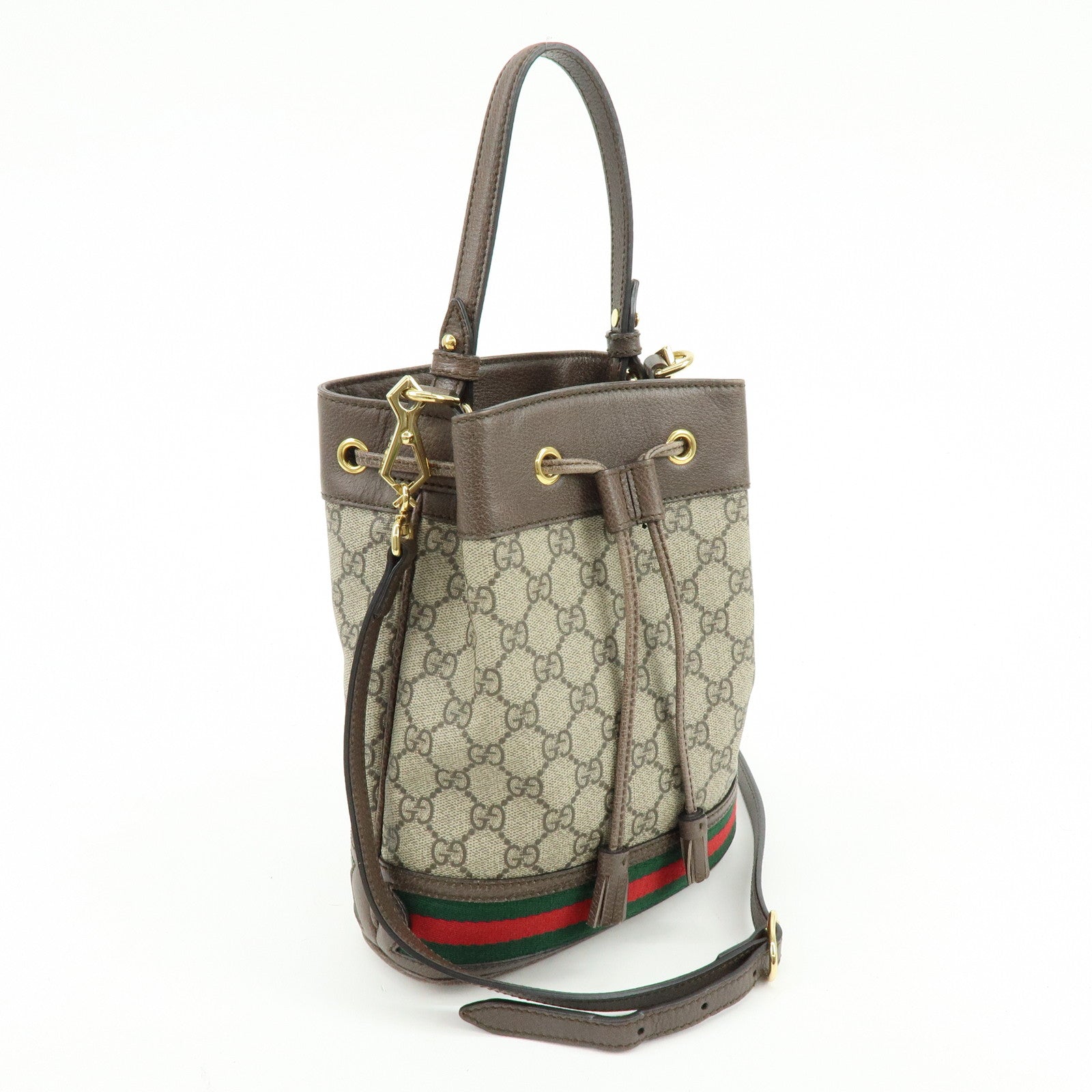 GUCCI Ophidia Sherry GG Supreme Leather 2Way Bucket Bag 550621