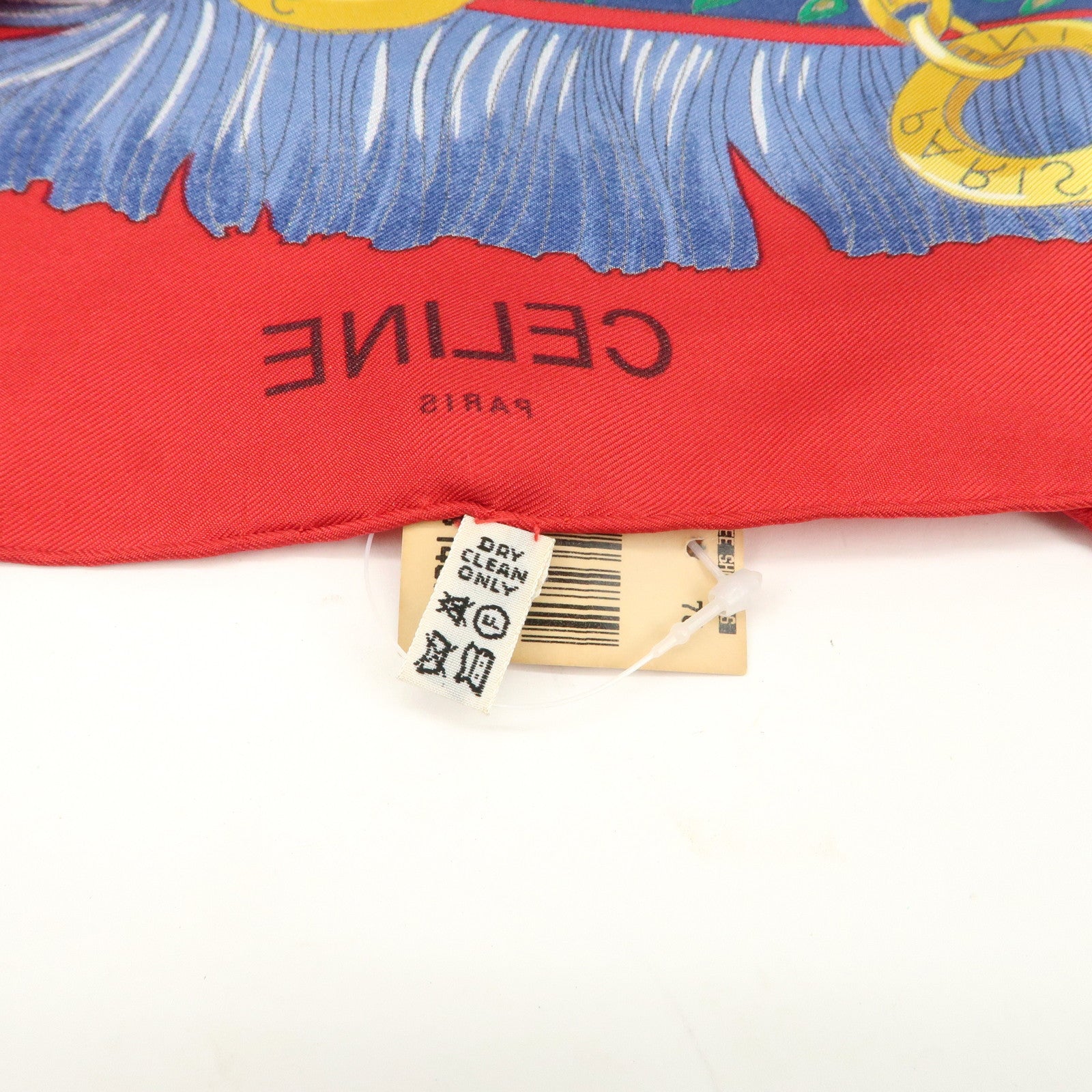 CELINE Silk 100% Scarf Red Blue Yellow Multicolor