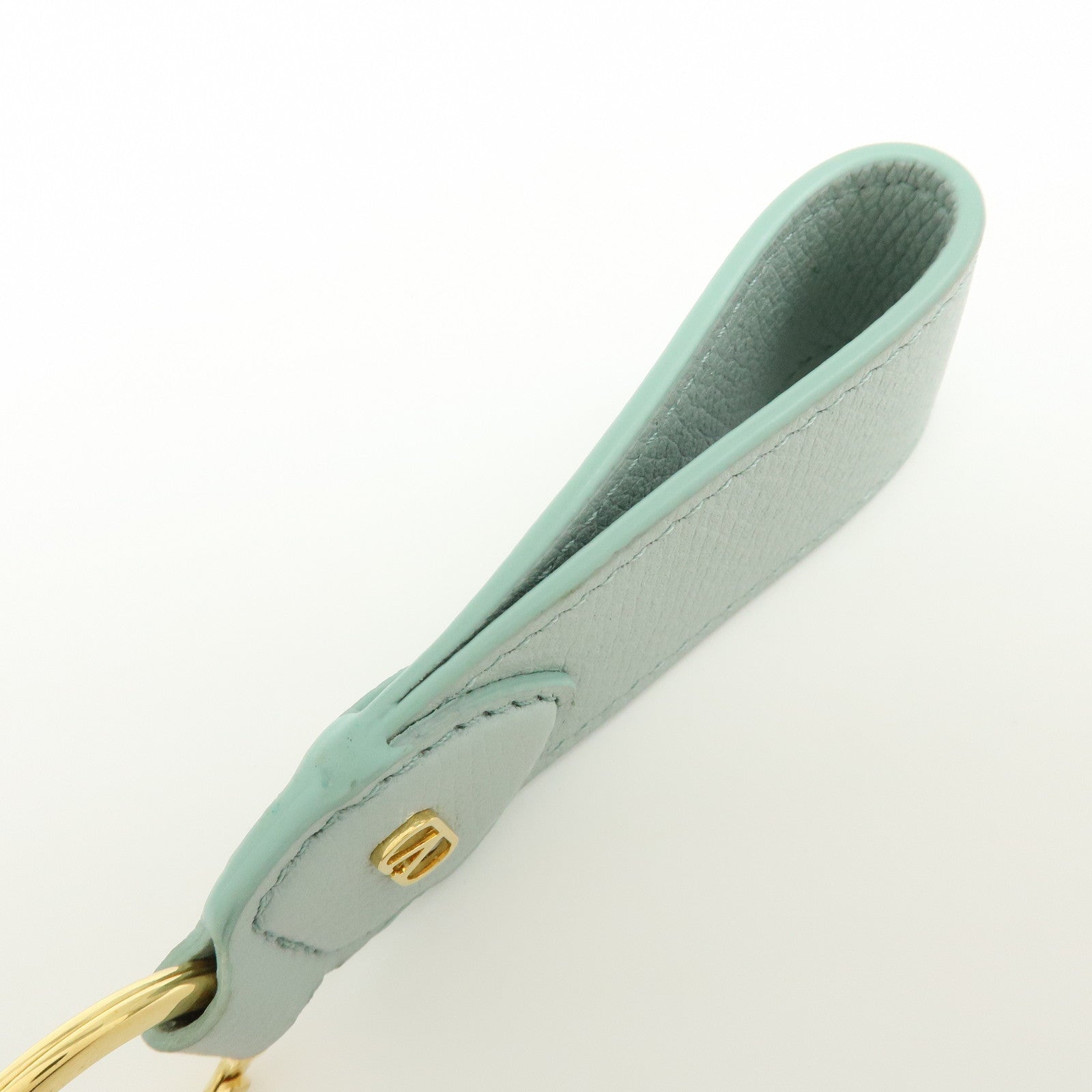 VALENTINO Leather V Logo Signature Key Ring Bag Charm Lime Green