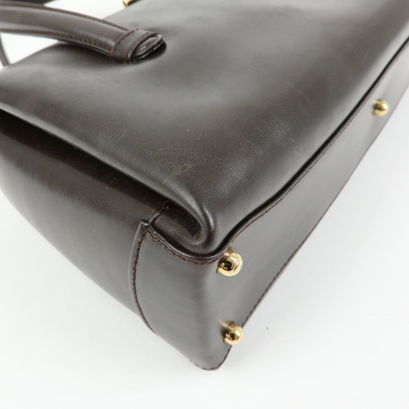 GUCCI Leather Hand Bag Dark Brown 000・1448・0539