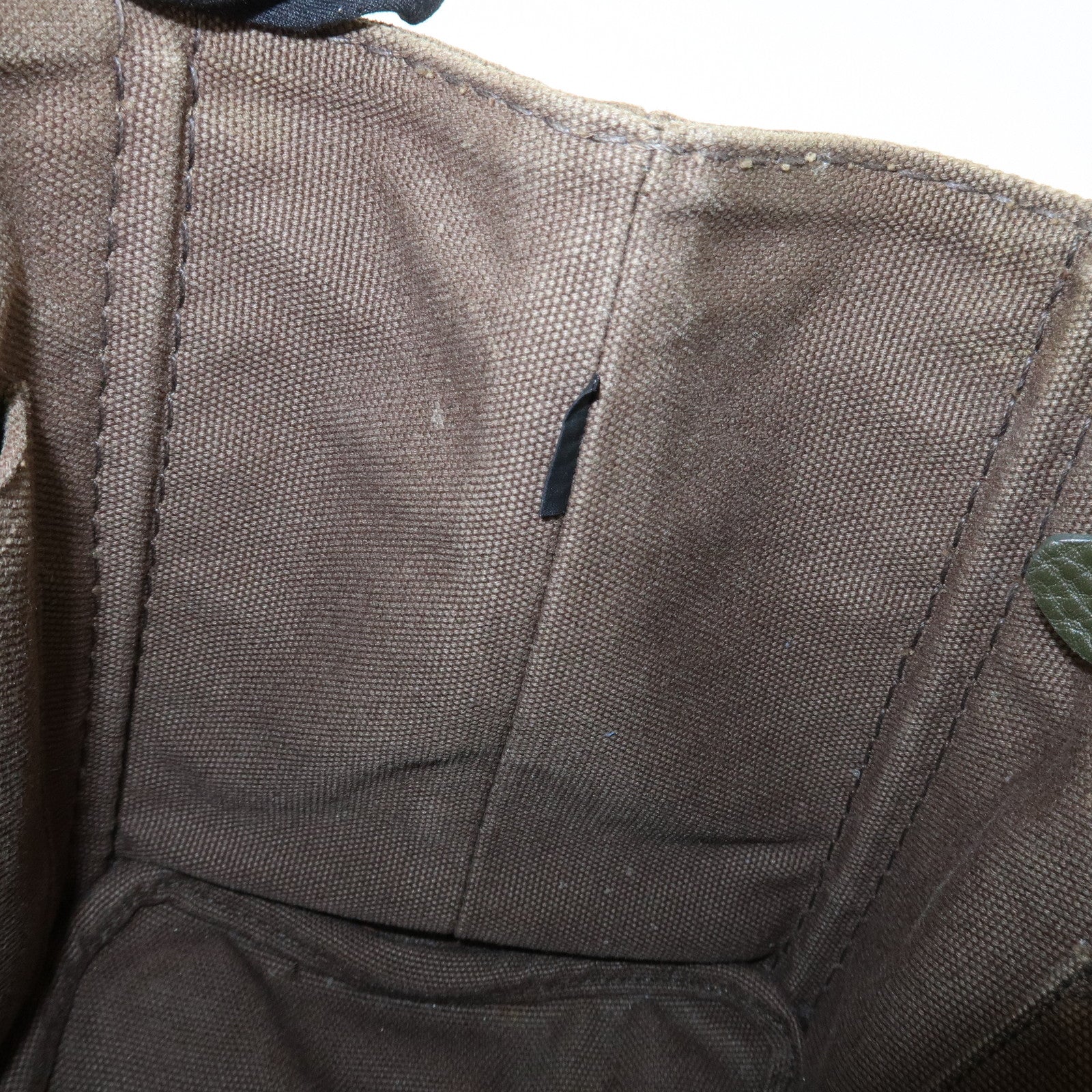 PRADA Logo Canapa Mini Canvas Tote Bag Hand Bag Khaki BN2439 Used