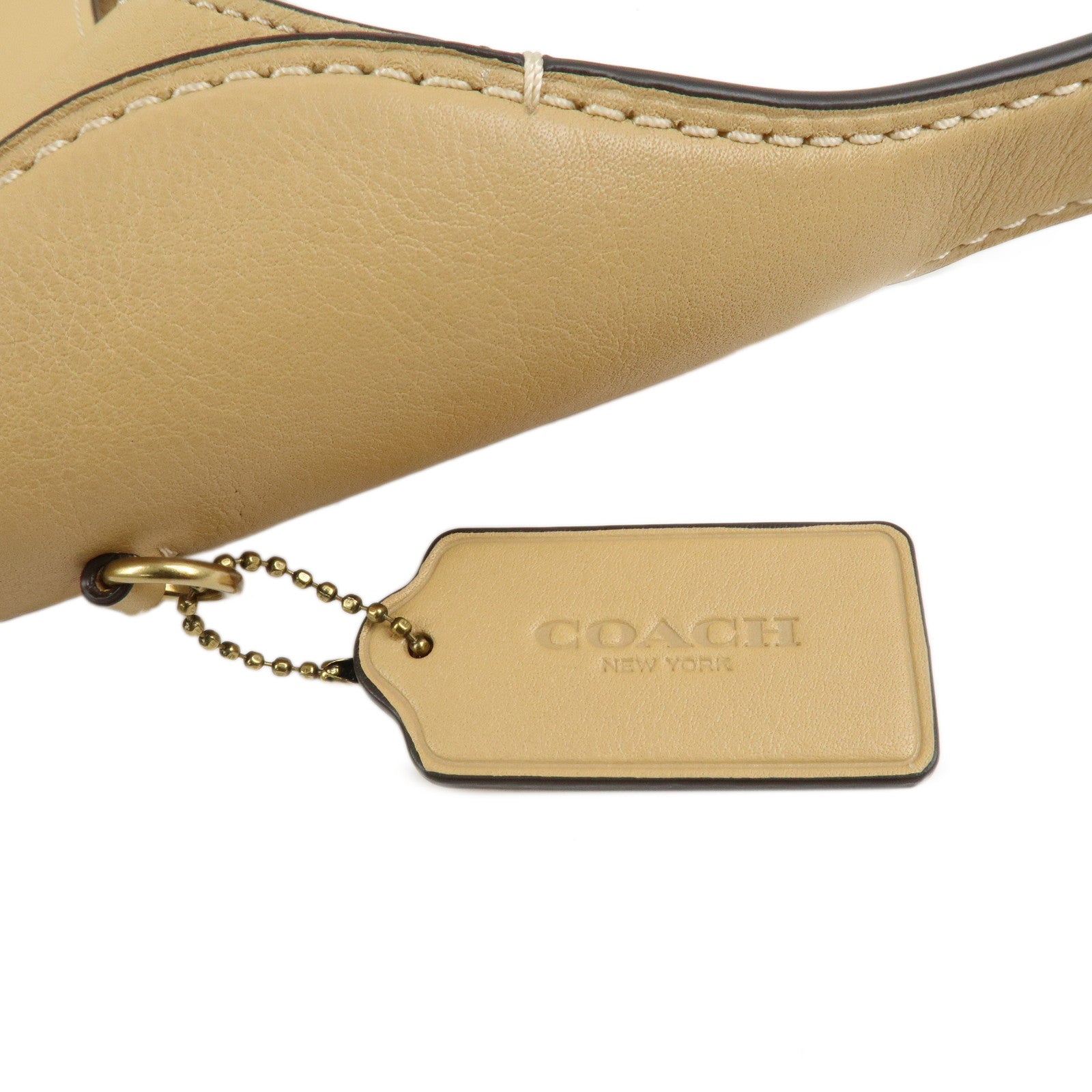 COACH Grain Calf Leather Brooklyn Shoulder Bag 39 Beige CU044