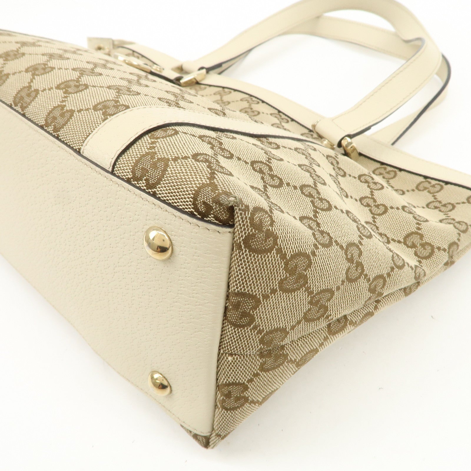 GUCCI Abbey GG Canvas Leather Tote Bag Shoulder Bag Brown 141470