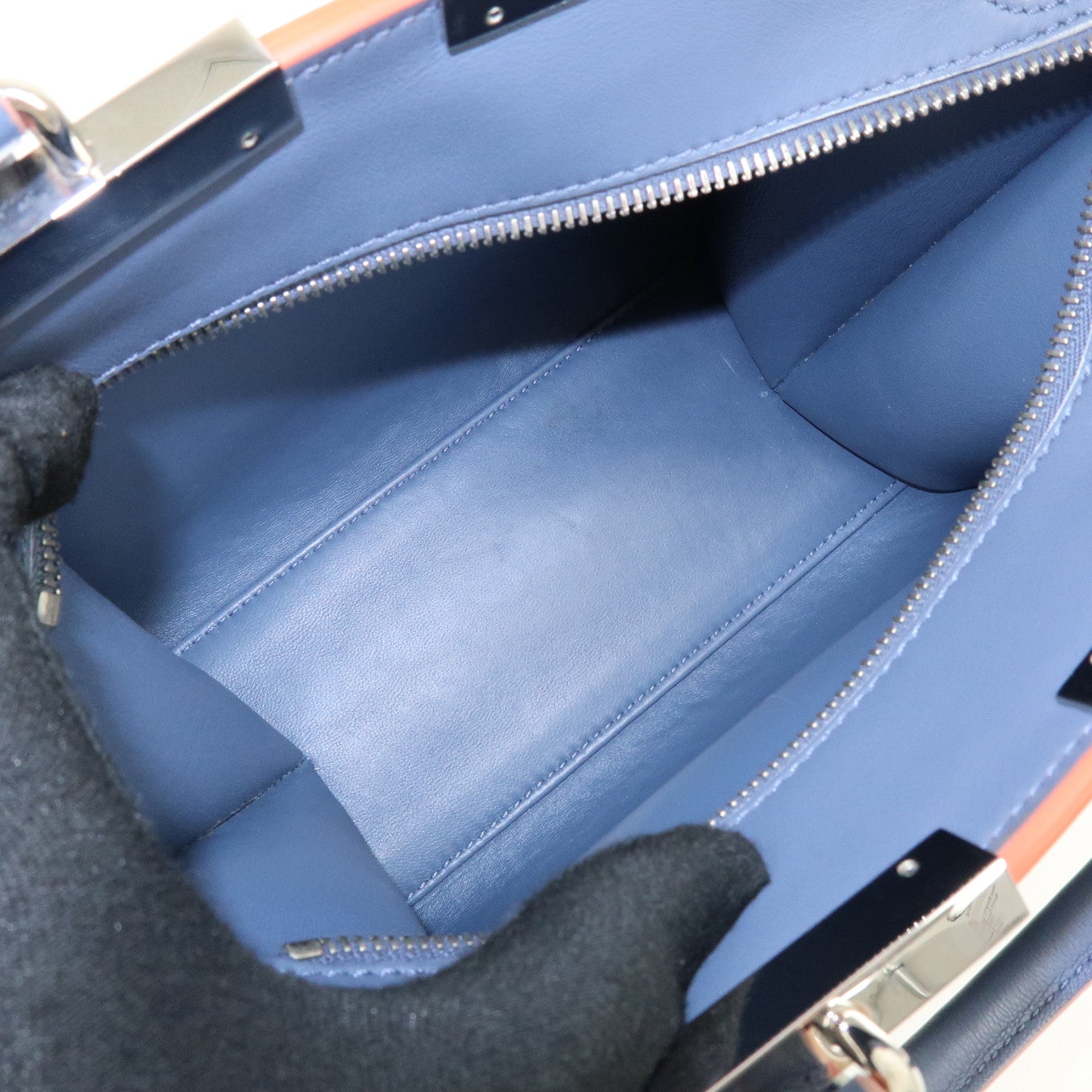 FENDI 3Jours Leather 2Way Bag Hand Bag Shoulder Bag Blue 8BH333