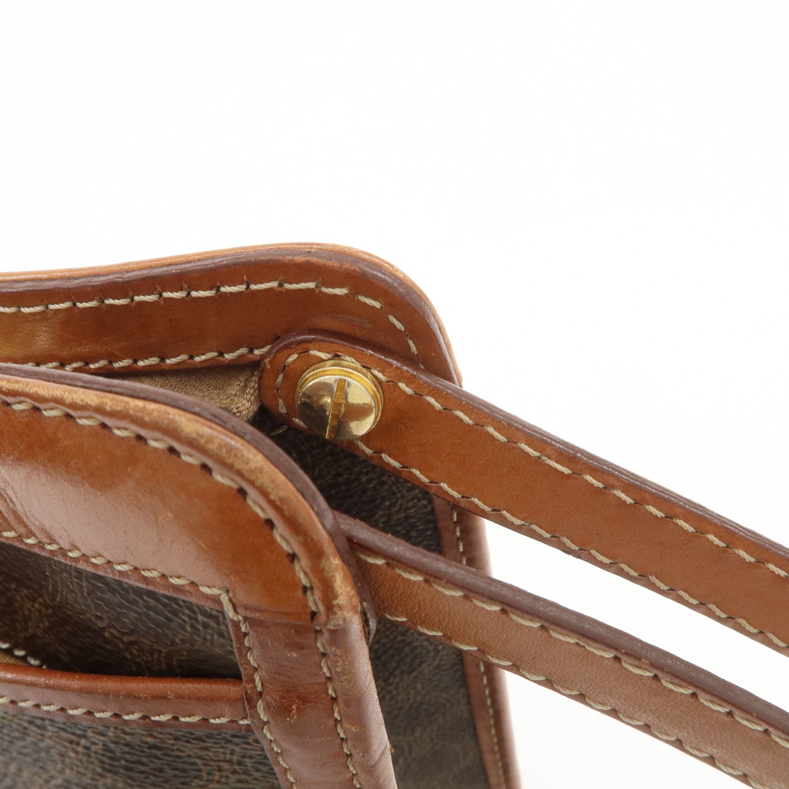 CELINE Macadam PVC Logo Leather Clutch Bag Brown