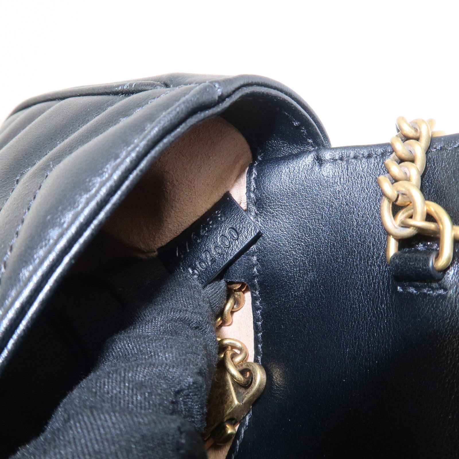 GUCCI GG Marmont Leather Chain Shoulder Bag Black 476433