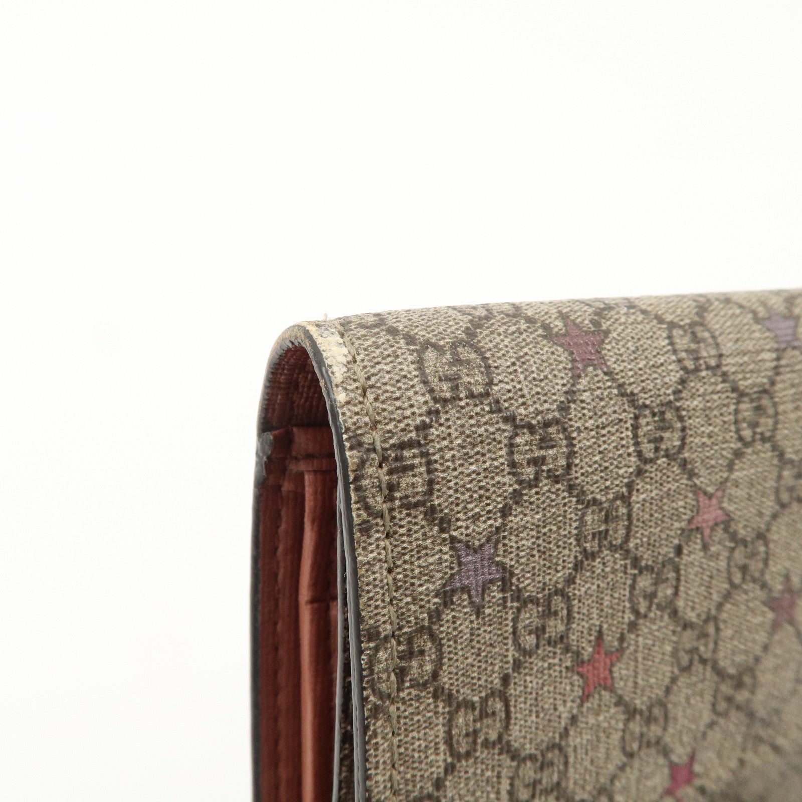 GUCCI Interlocking G GG Supreme Star Tri-Fold Compact Wallet 212106 Used